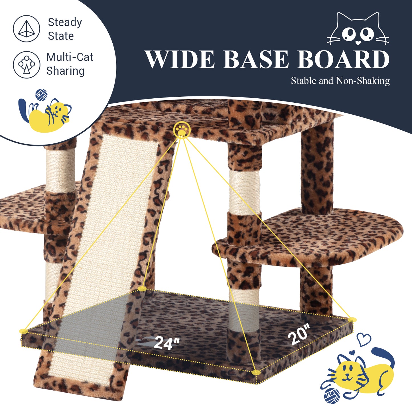 Allewie 68 Inches Multi-Level Large Cat Tree/Cat Tower for Indoor Cat/Tall Cat Climbing Tree with Cat Condo/Cozy Plush Cat Perches/Sisal Scratching Post/Wide Base Board/Hammocks/Cave