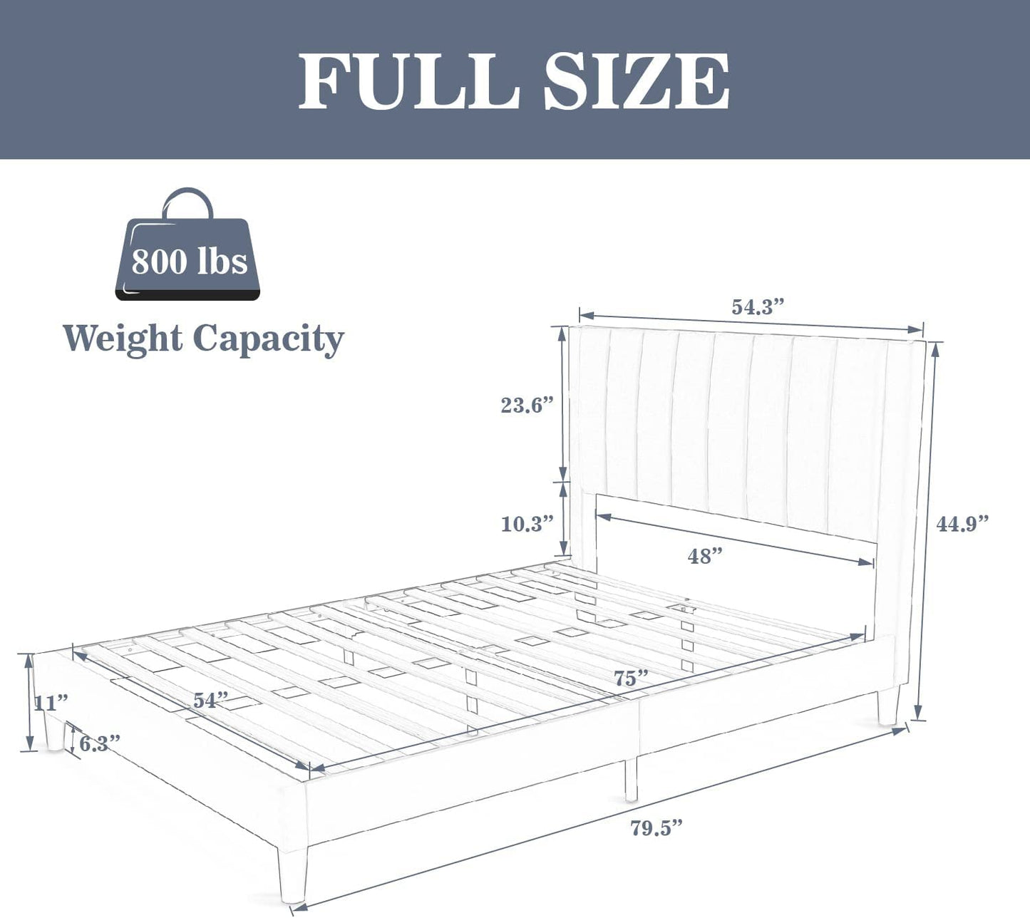 Allewie Full Size Velvet Upholstered Bed Frame with Vertical Channel Tufted Headboard, Green
