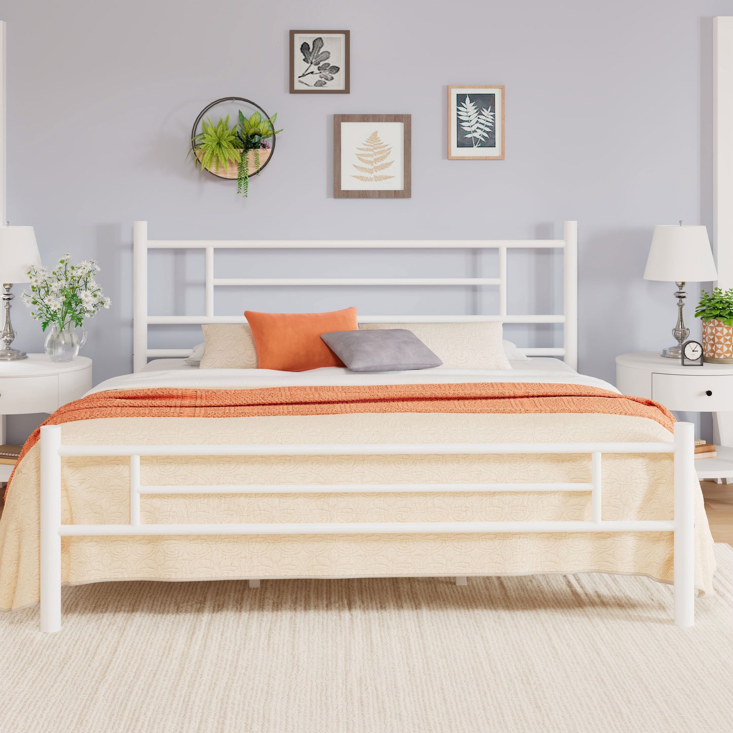 Allewie Metal Platform Bed Frame with Modern Headboard and Footboard, 12.5" Under Bed Storage Space, No Box Spring Needed