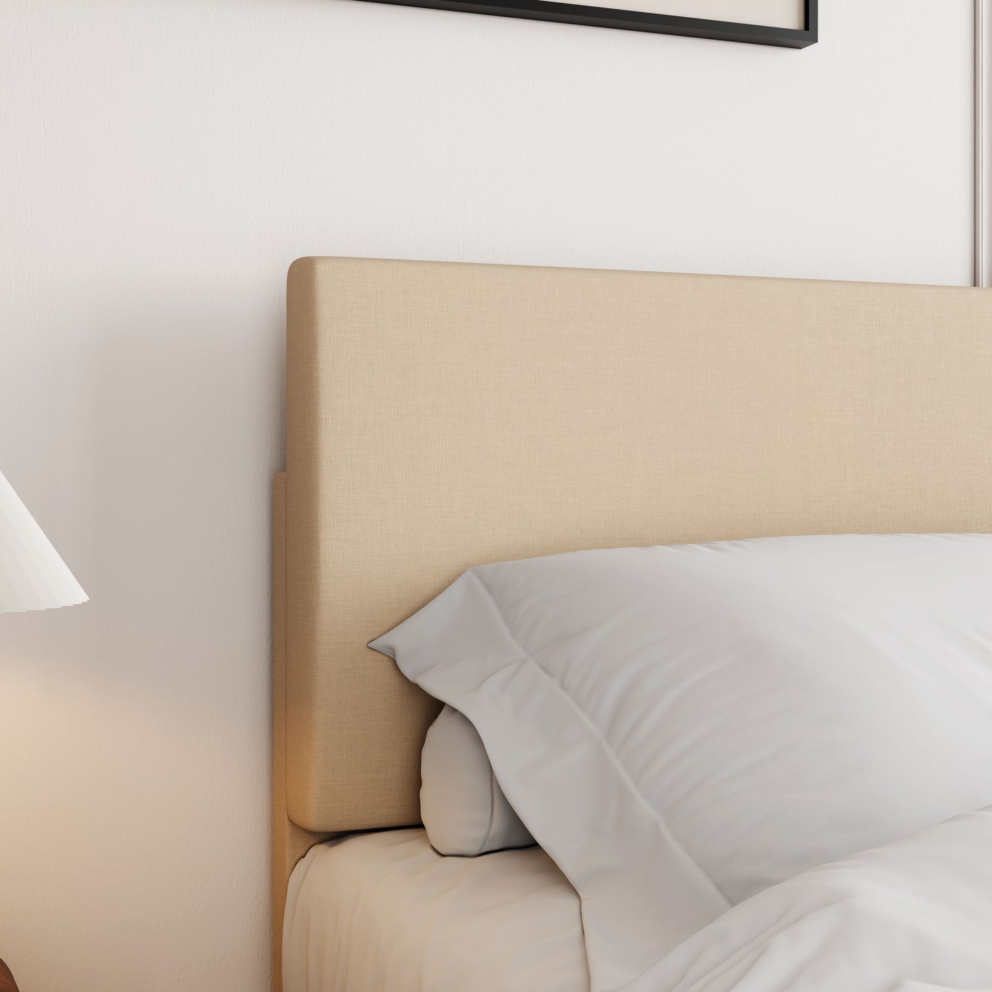 Allewie Platform Bed Fame with Upholstered Adjustable Fabric Headboard