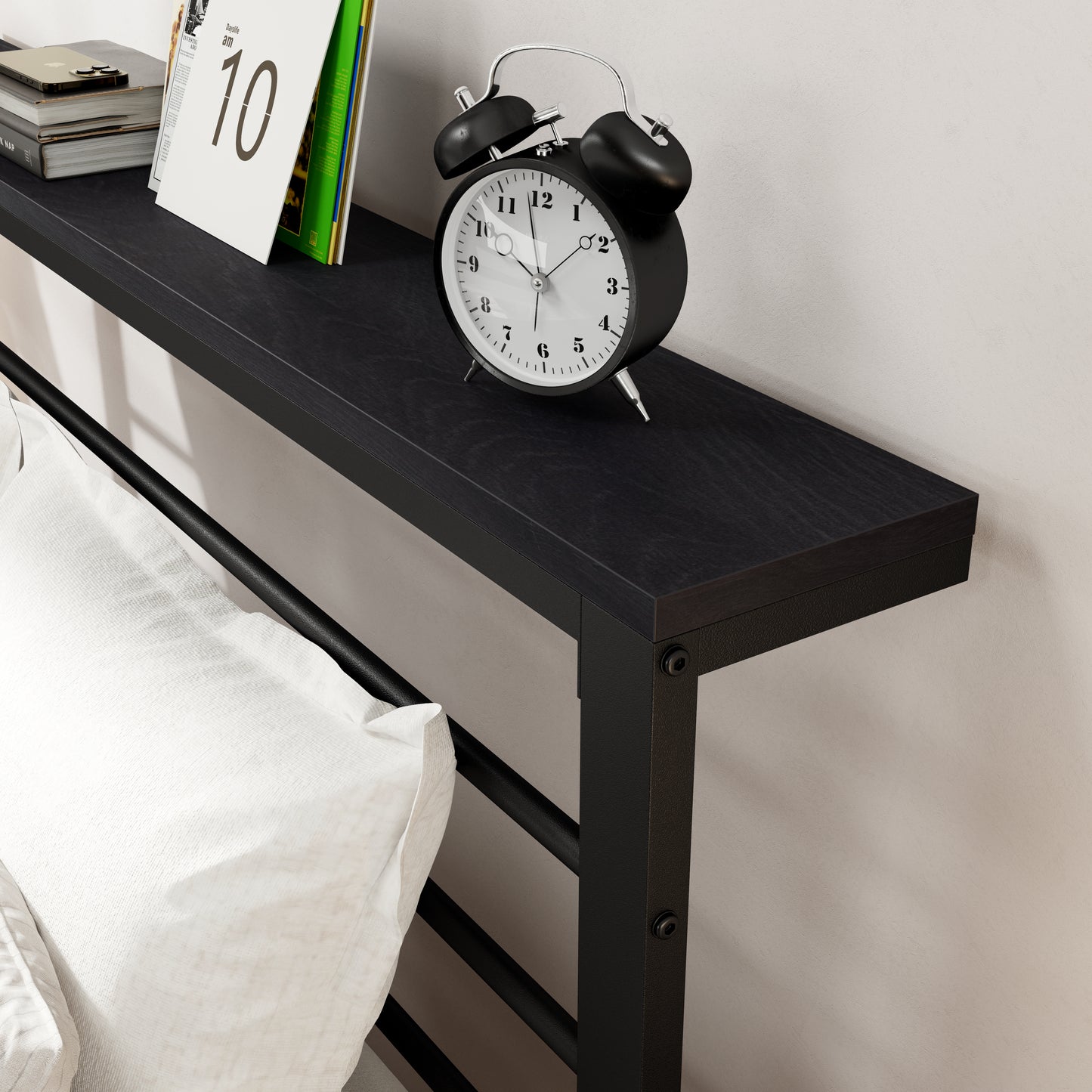 Allewie Modern Platform Bed Frame with 4.7" Headboard Shelf