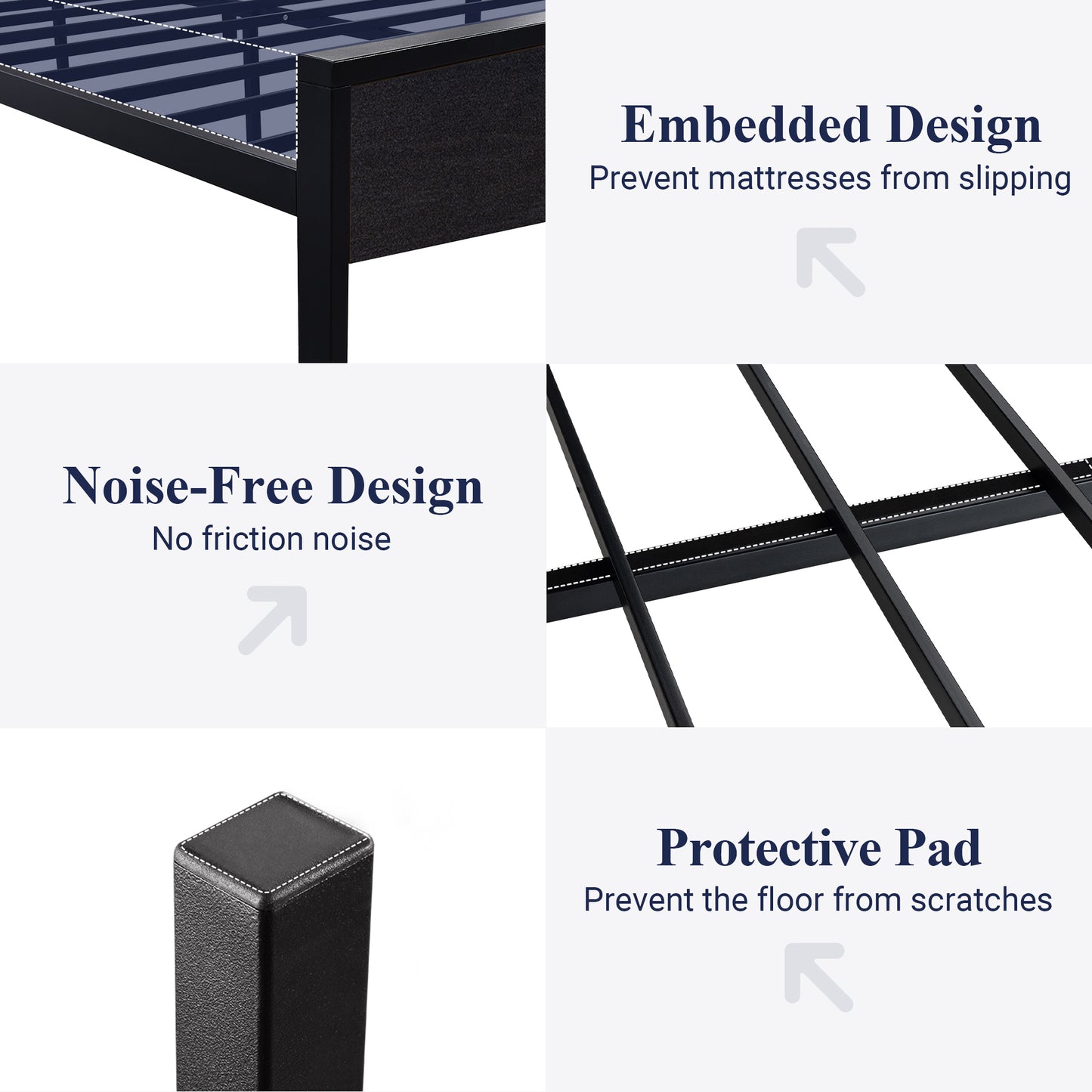 Allewie Platform Bed Frame with Wood Headboard and Footboard, Heavy Duty Metal Slat