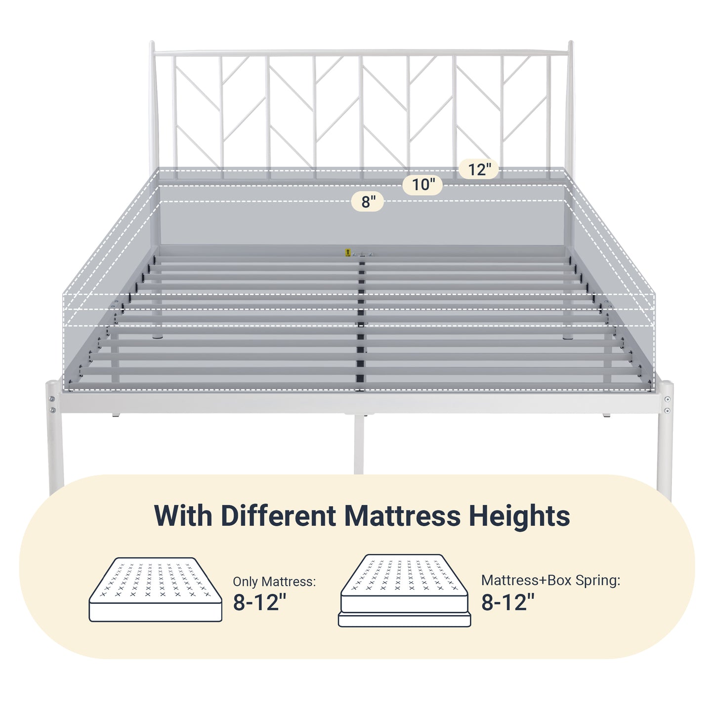 Allewie Gold Modern Platform Bed Frame with Vintage Headboard, 12'' Under-bed Storage