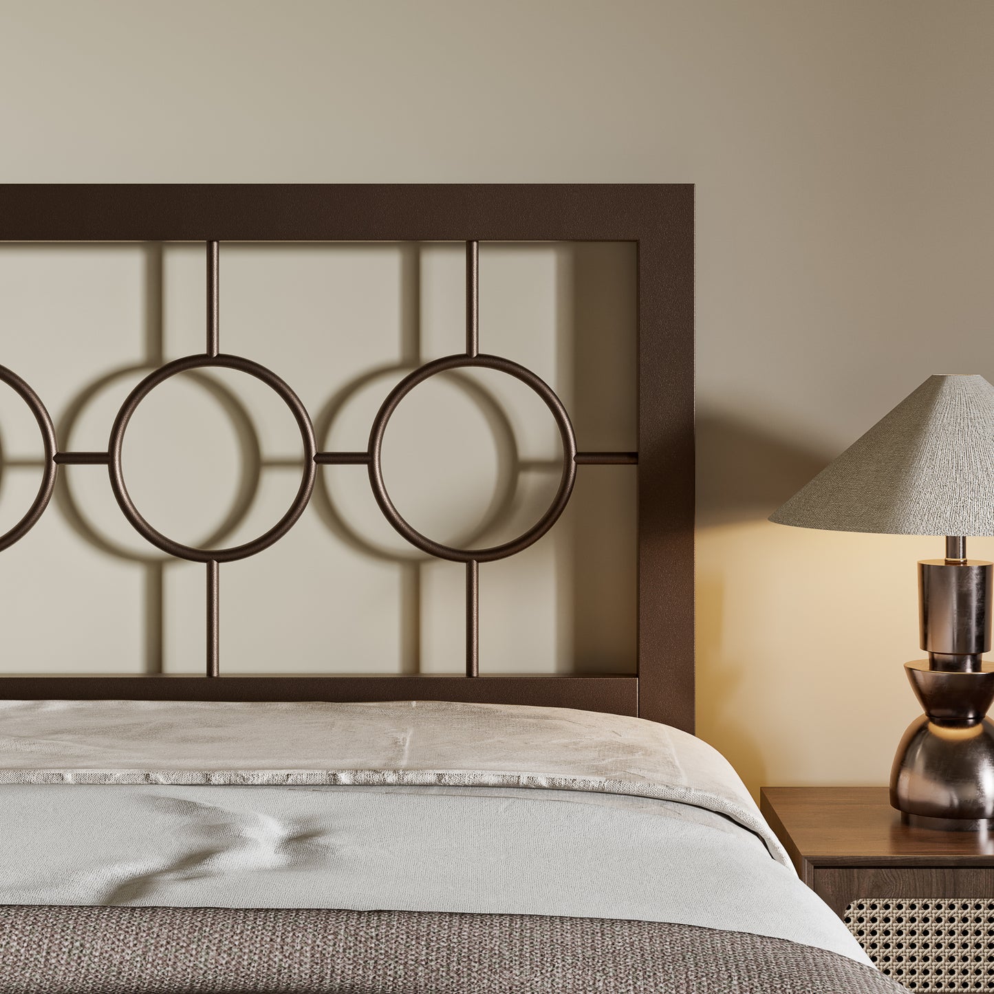 Allewie Metal Platform Bed Frame with Modern and Vintage Style Headboard