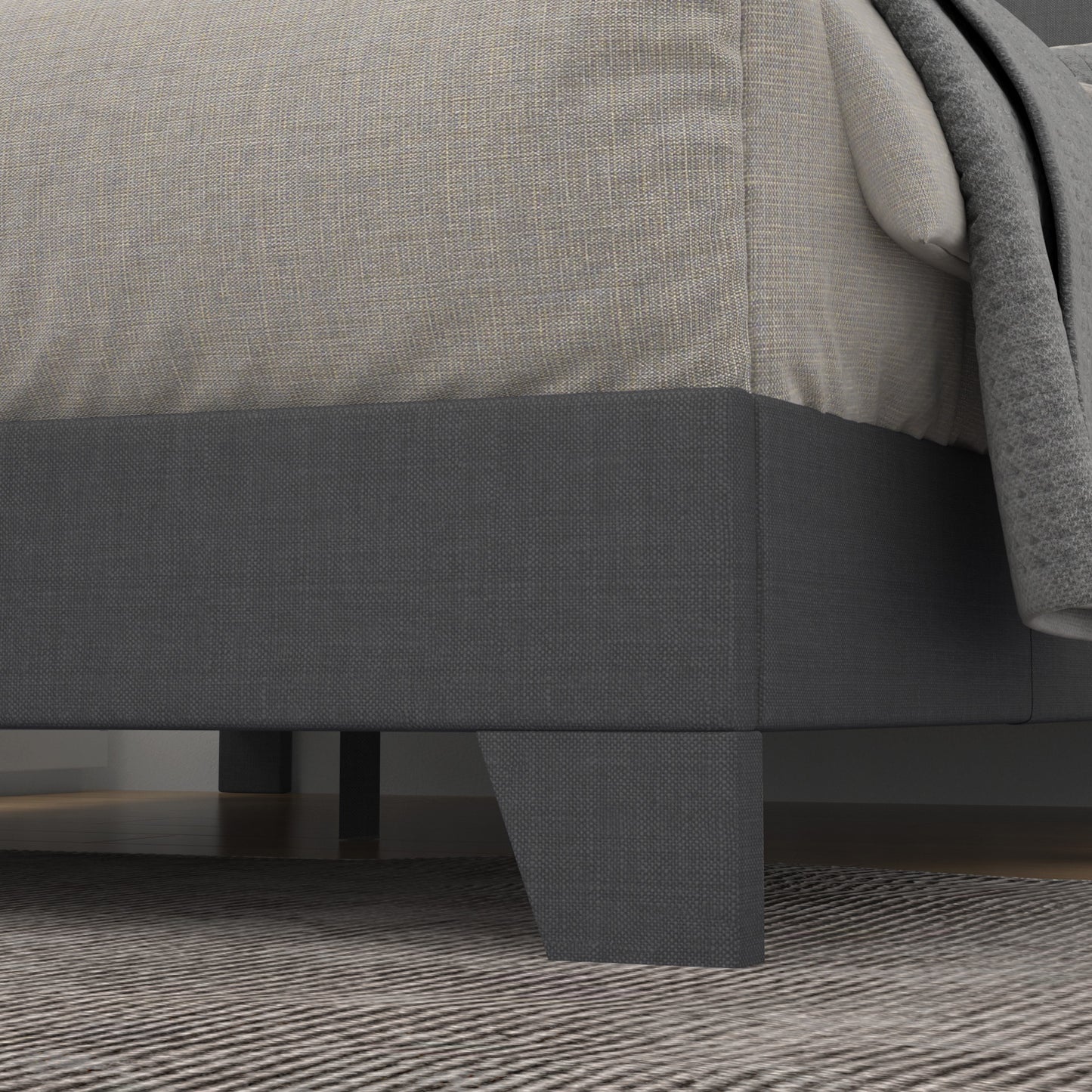 Allewie Platform Bed Fame with Upholstered Adjustable Fabric Headboard