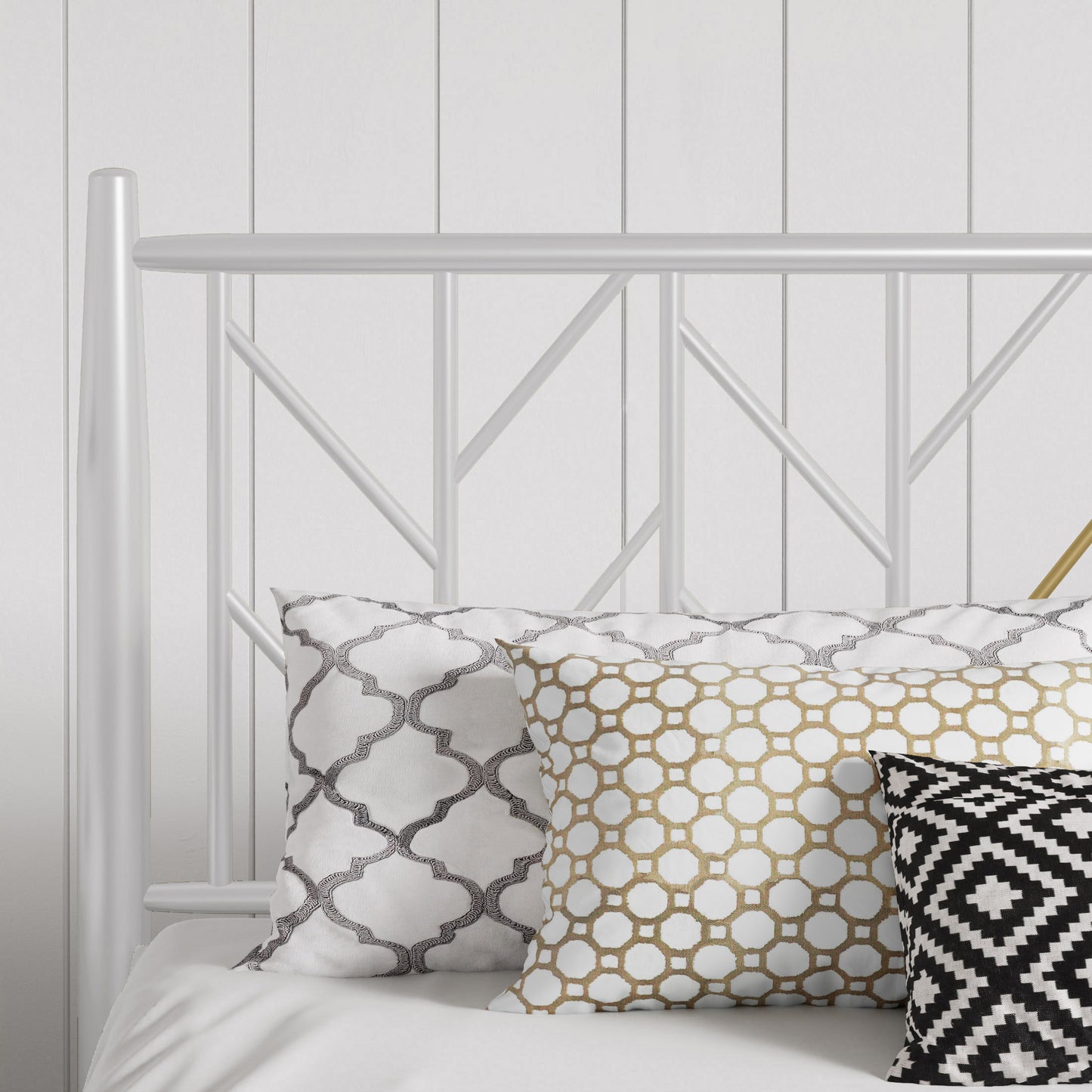 Allewie Gold Modern Platform Bed Frame with Vintage Headboard, 12'' Under-bed Storage