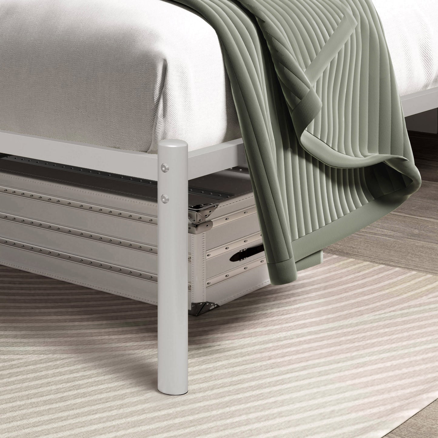 Allewie Gold Modern Platform Bed Frame with Vintage Headboard, 12'' Under-bed Storage