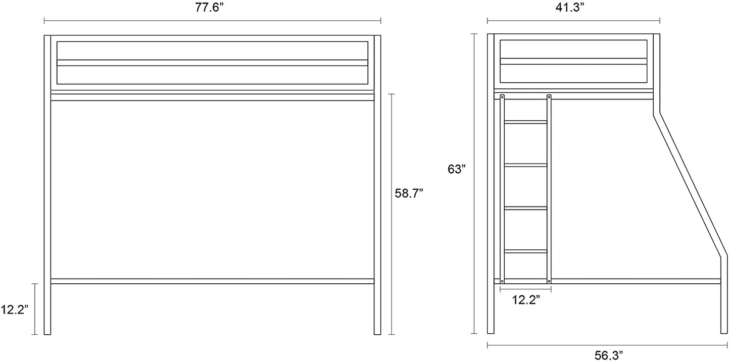 Allewie Metal Twin Over Full Bunk Beds Frame with Stairs and Full-Length Guardrail, Space-Saving, Black