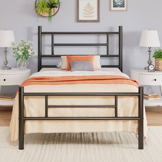 Allewie Metal Platform Bed Frame with Modern Headboard and Footboard, 12.5" Under Bed Storage Space, No Box Spring Needed