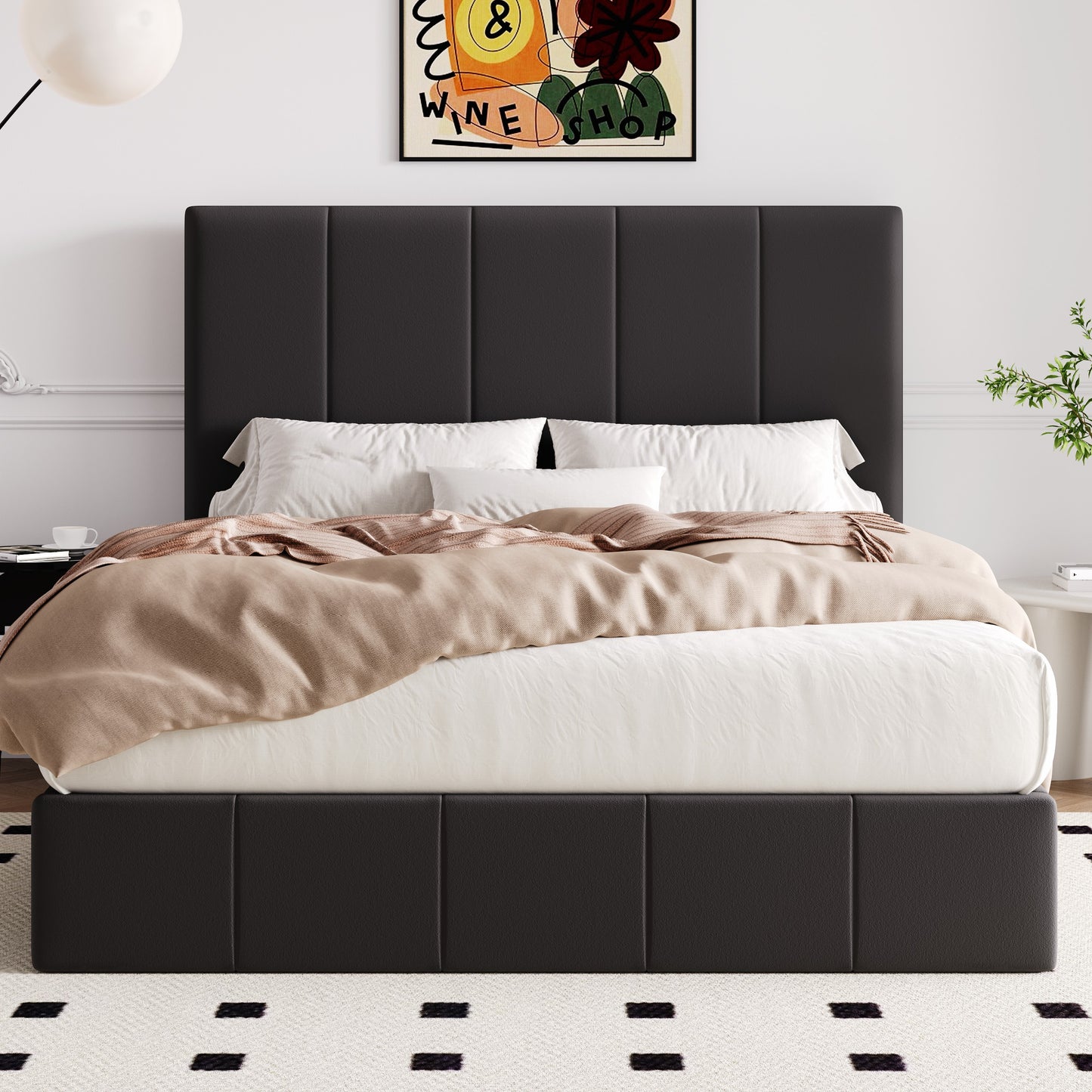 Allewie Platform Bed Frame with Adjustable Headboard, Ample storage space, No Box Spring Needed