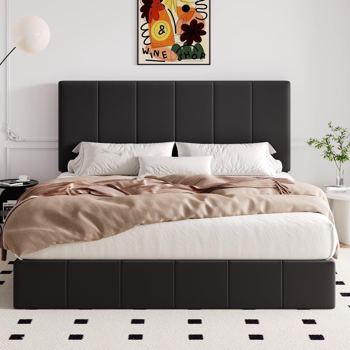 Allewie Platform Bed Frame with Adjustable Headboard, Ample storage space, No Box Spring Needed