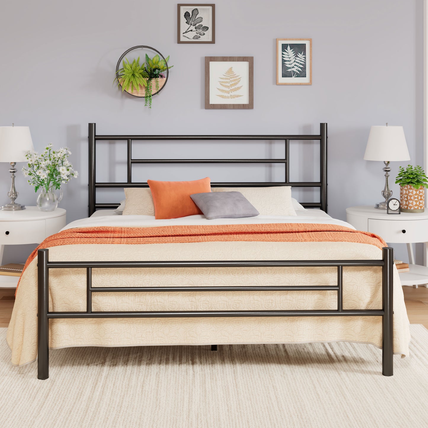 Allewie Metal Platform Bed Frame with Modern Headboard and Footboard, 12.5" Under Bed Storage Space, No Box Spring Needed