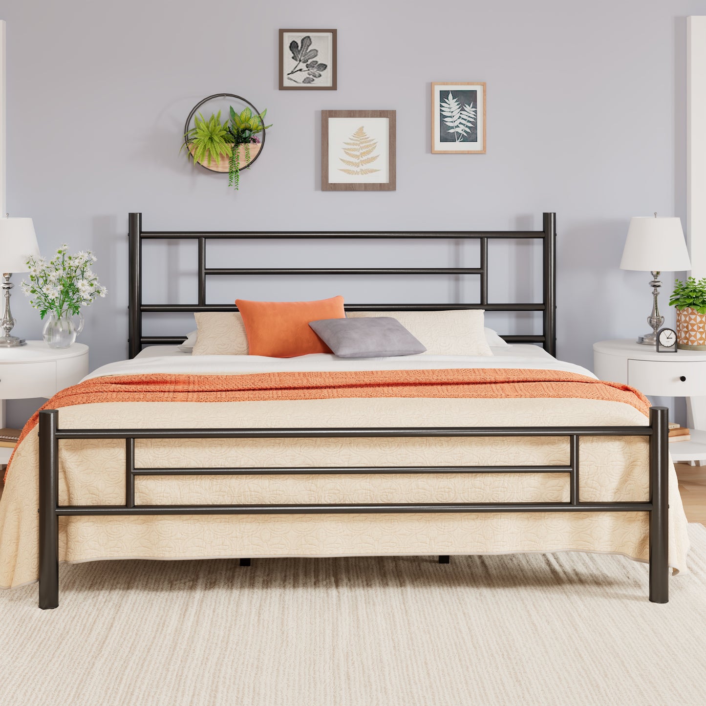 Allewie Metal Platform Bed Frame with Modern Headboard and Footboard, 12.5" Under Bed Storage Space, No Box Spring Needed