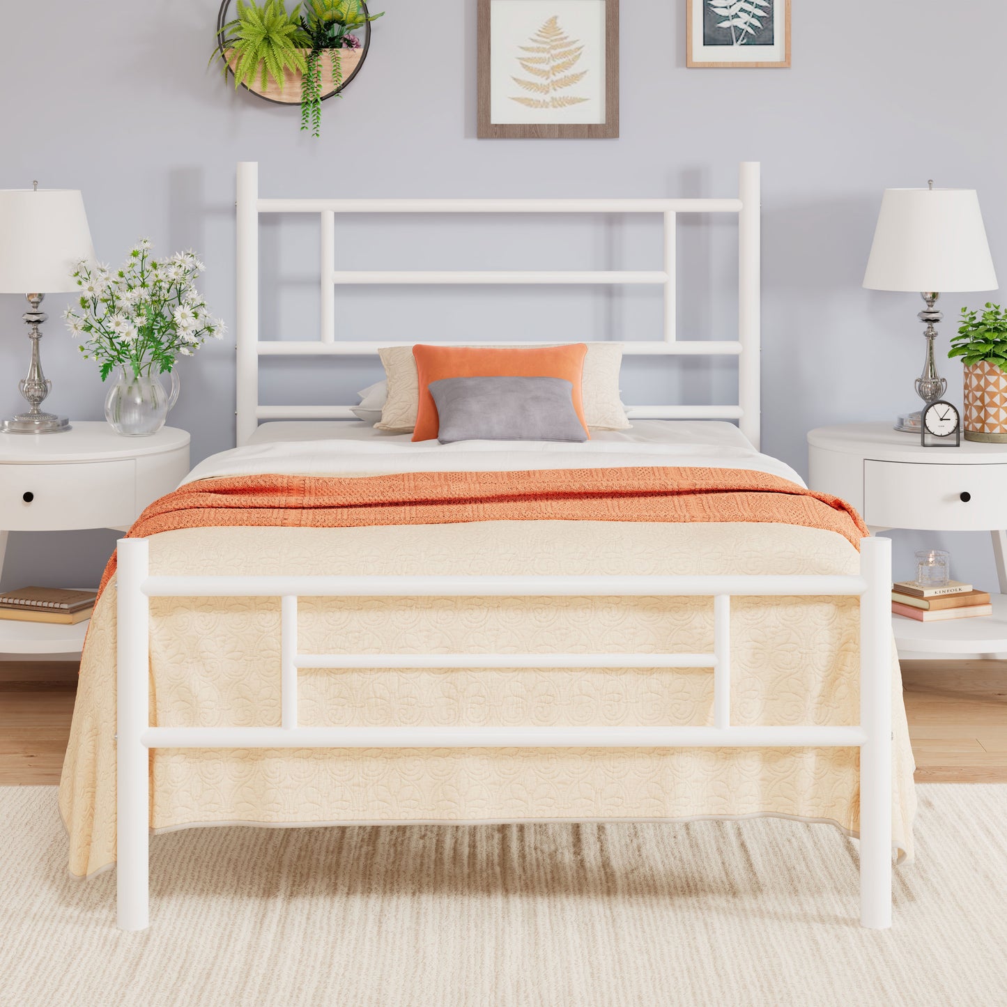 Allewie Metal Platform Bed Frame with Modern Headboard and Footboard, 12.5" Under Bed Storage Space, No Box Spring Needed