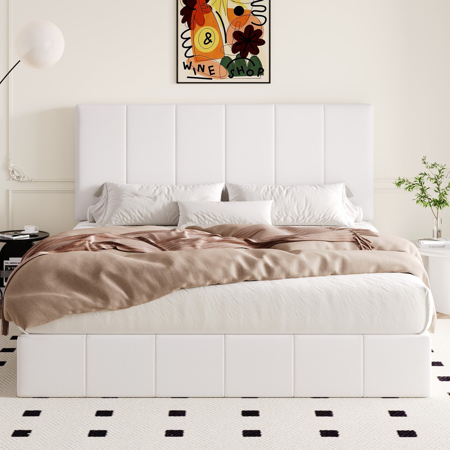 Allewie Platform Bed Frame with Adjustable Headboard, Ample storage space, No Box Spring Needed
