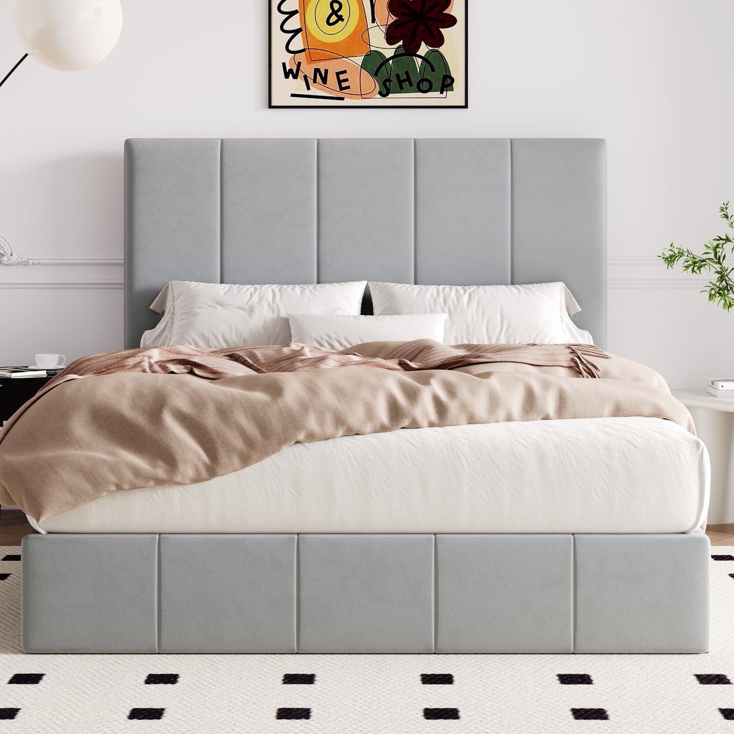 Allewie Platform Bed Frame with Adjustable Headboard, Ample storage space, No Box Spring Needed