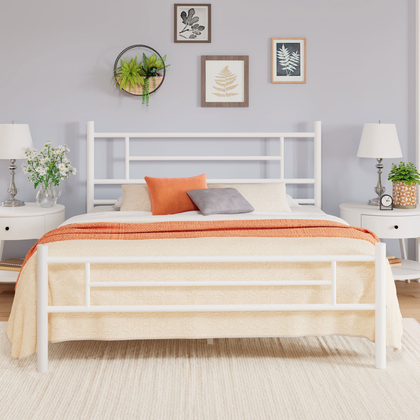 Allewie Metal Platform Bed Frame with Modern Headboard and Footboard, 12.5" Under Bed Storage Space, No Box Spring Needed
