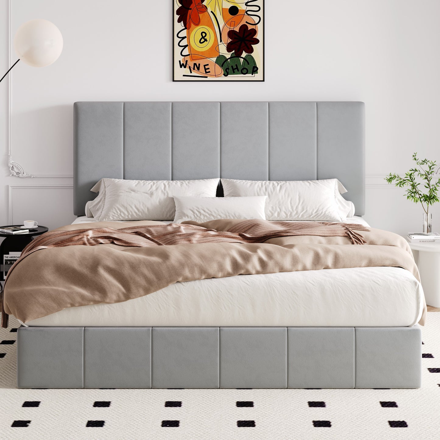 Allewie Platform Bed Frame with Adjustable Headboard, Ample storage space, No Box Spring Needed