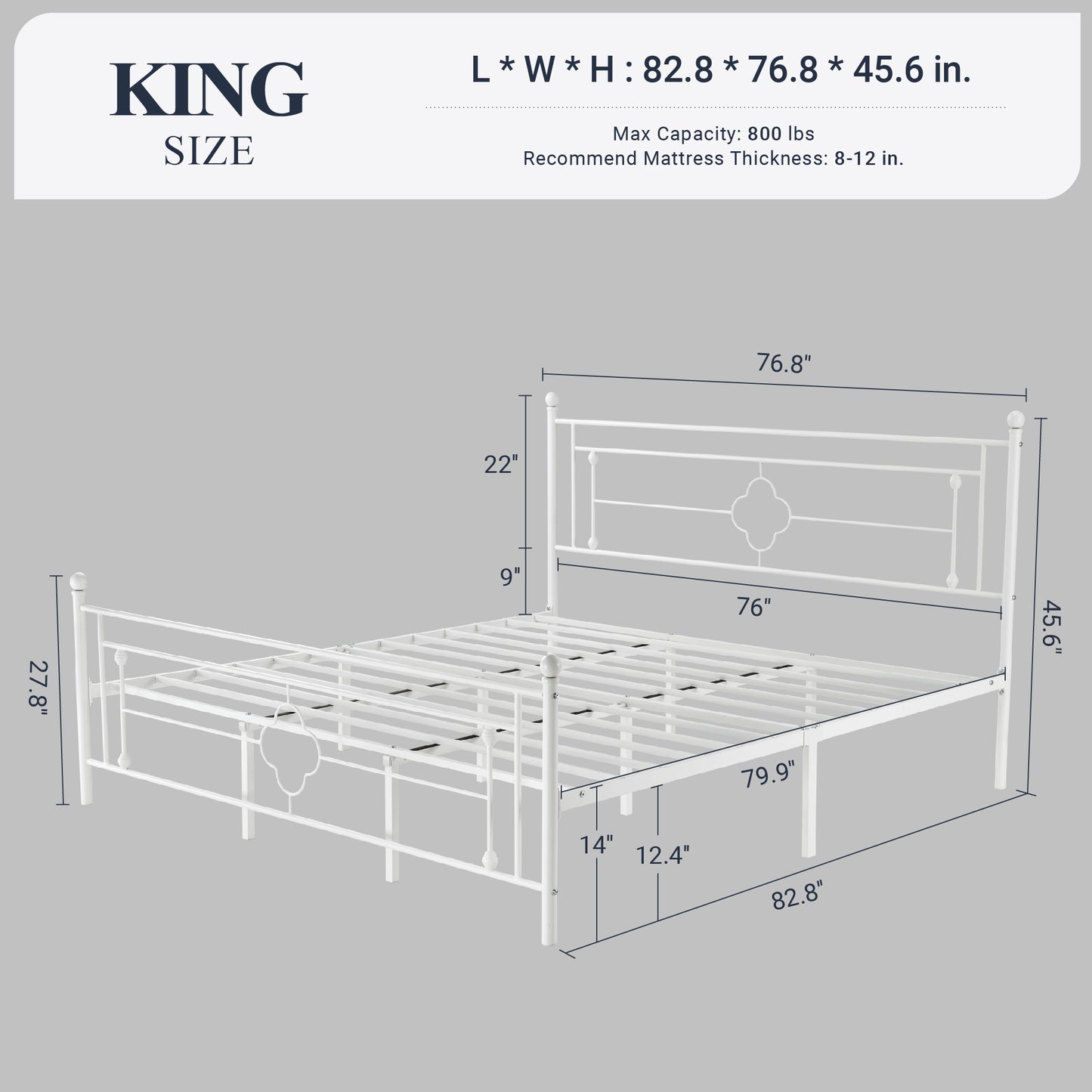 Allewie Metal Platform Bed Frame with Victorian Vintage Headboard and Footboard, Black
