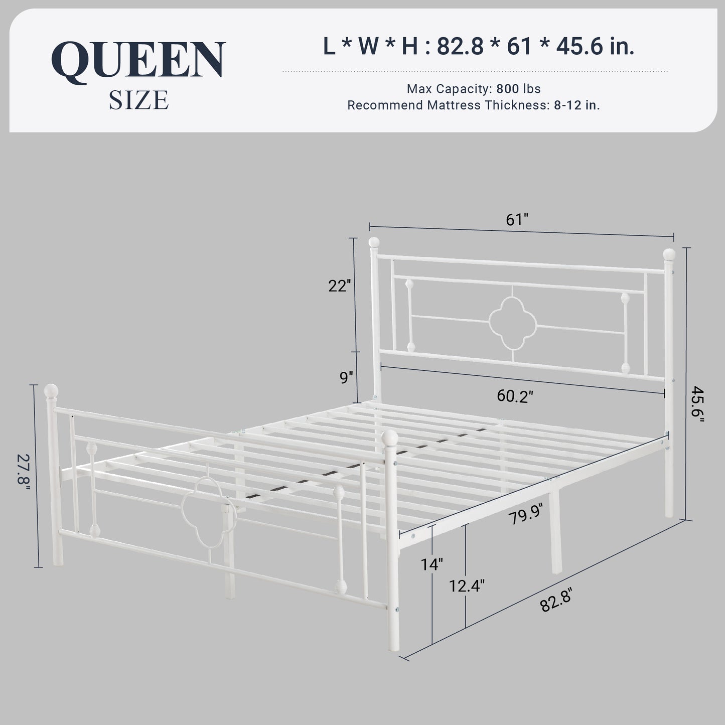 Allewie Metal Platform Bed Frame with Victorian Vintage Headboard and Footboard, Black