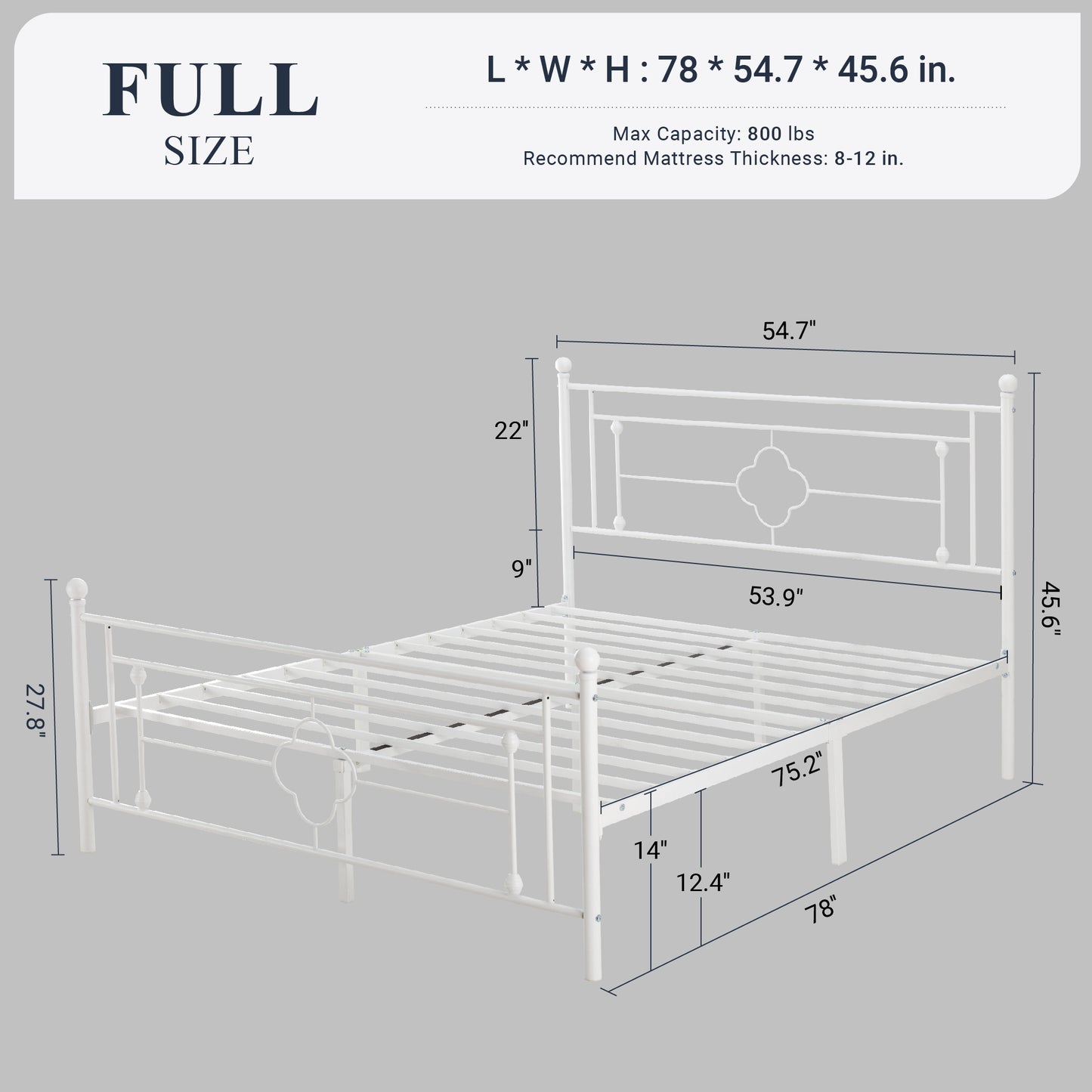 Allewie Metal Platform Bed Frame with Victorian Vintage Headboard and Footboard, Black