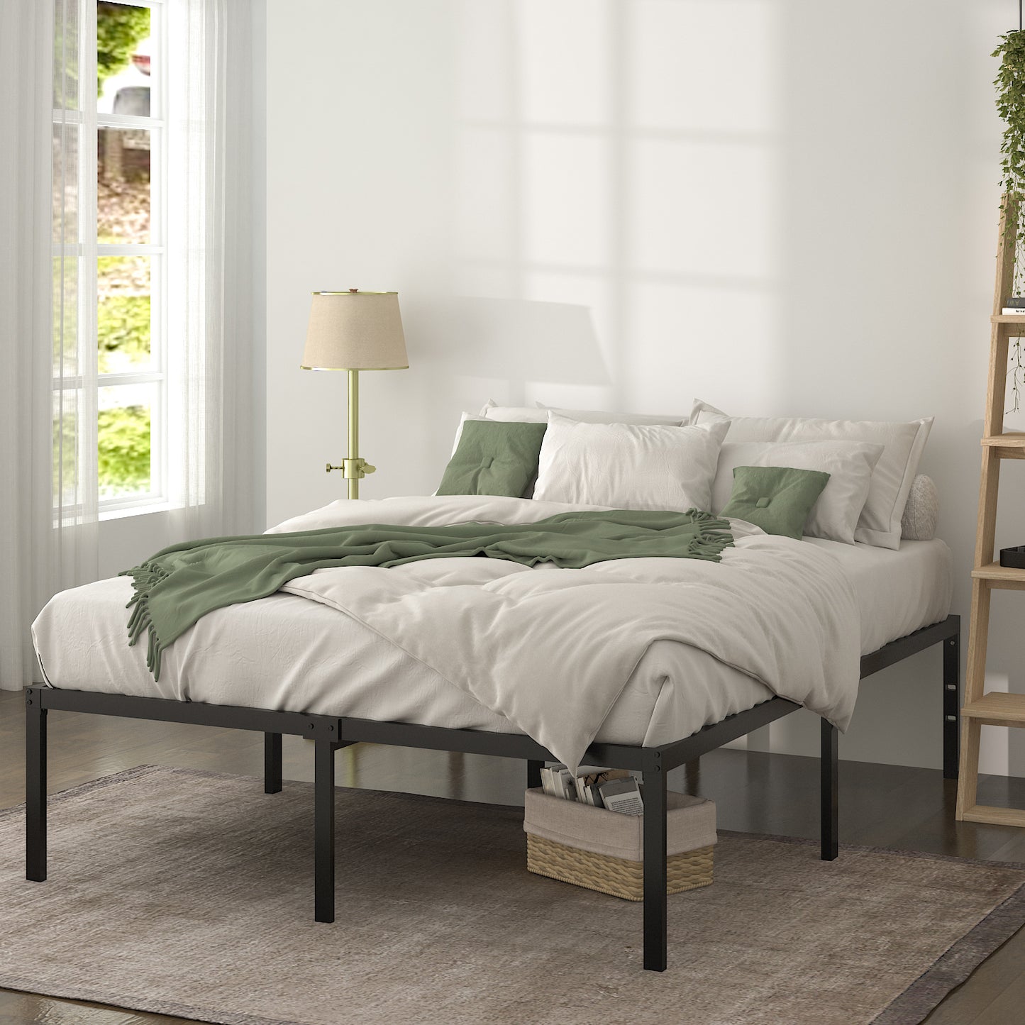 Allewie Heavy Duty Metal Platform Bed Frame with 16.5" Large Under Bed Storage Space, Noise-Free