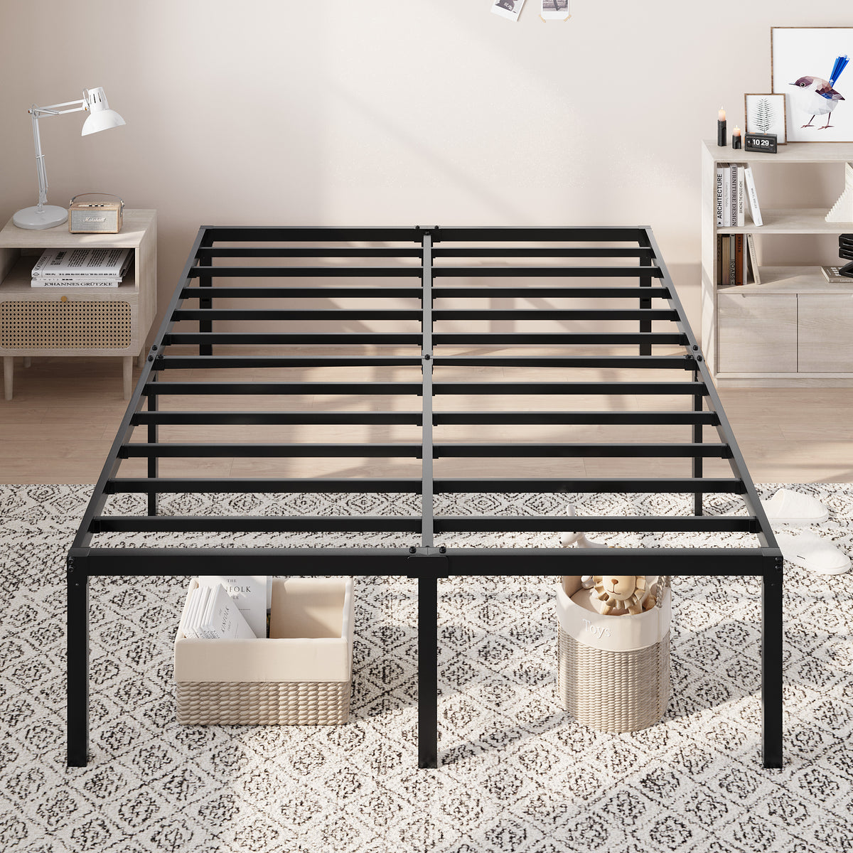 Allewie Bed Frame, 18 Inch Heavy Duty Metal Beds with Storage Space, Easy Assembly, Reinforced 6-Leg Support