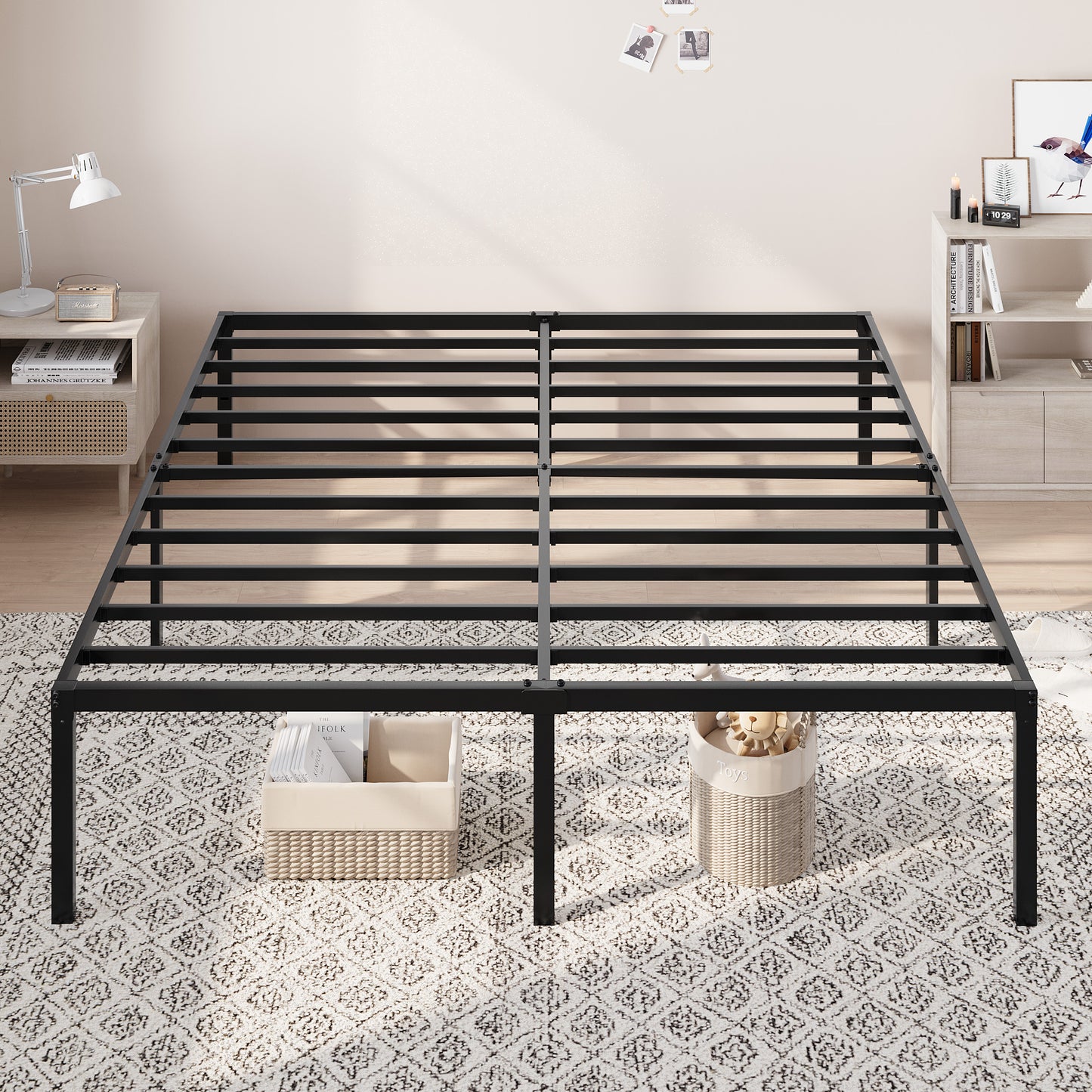Allewie Bed Frame, 18 Inch Heavy Duty Metal Beds with Storage Space, Easy Assembly, Reinforced 6-Leg Support
