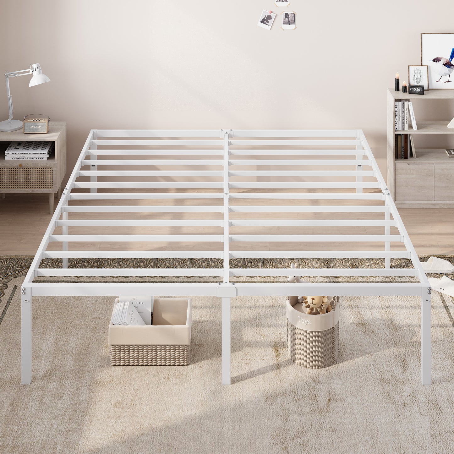 Allewie Bed Frame, 18 Inch Heavy Duty Metal Beds with Storage Space, Easy Assembly, Reinforced 6-Leg Support