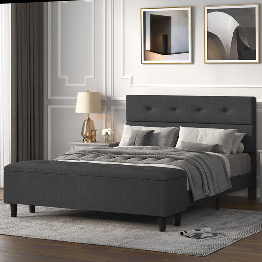 Allewie Queen Upholstered Platform Bed Frame with Storage Bench
