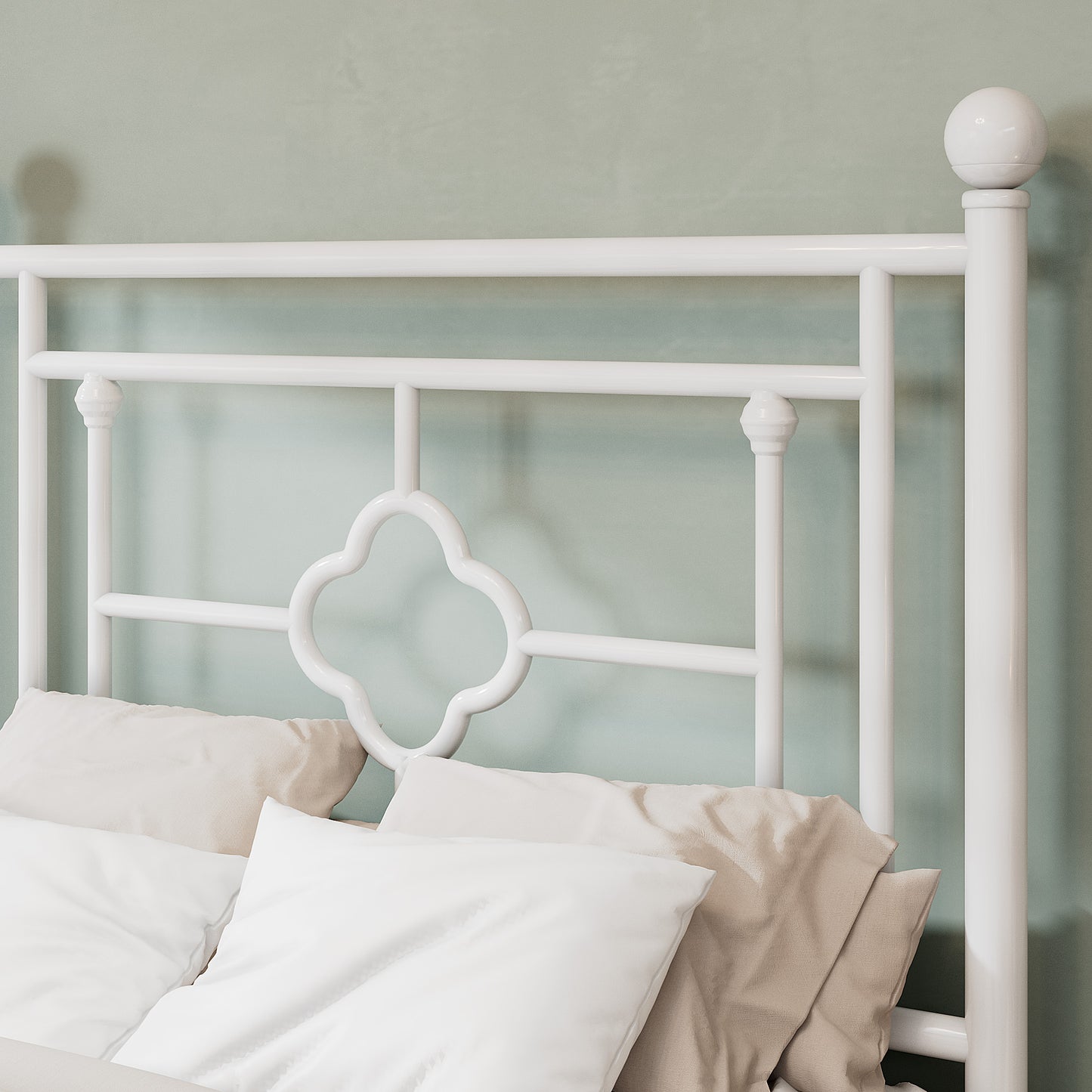 Allewie Metal Platform Bed Frame with Victorian Vintage Headboard and Footboard, Black