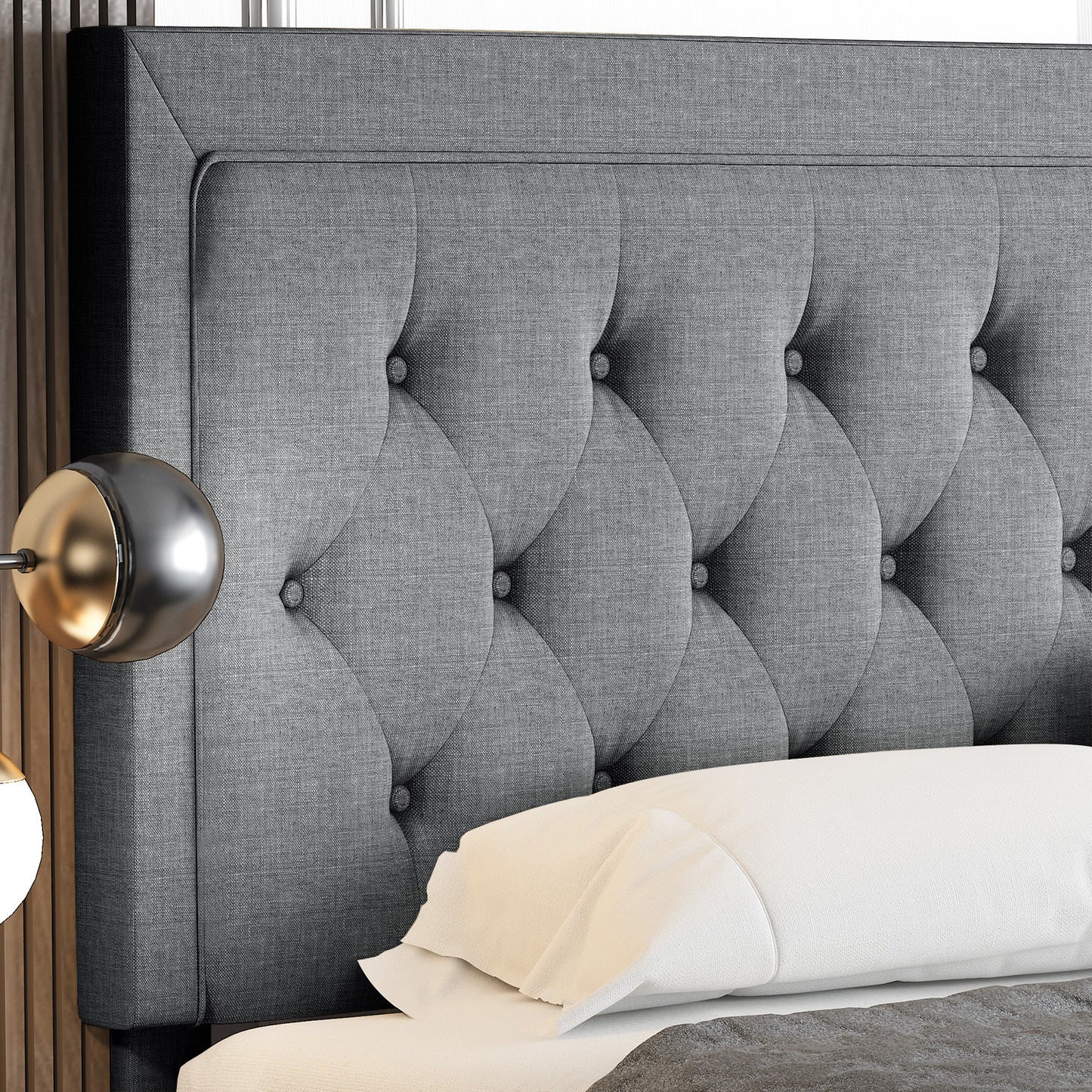 Allewie Bed Frame Upholstered Platform Bed with Adjustable Headboard