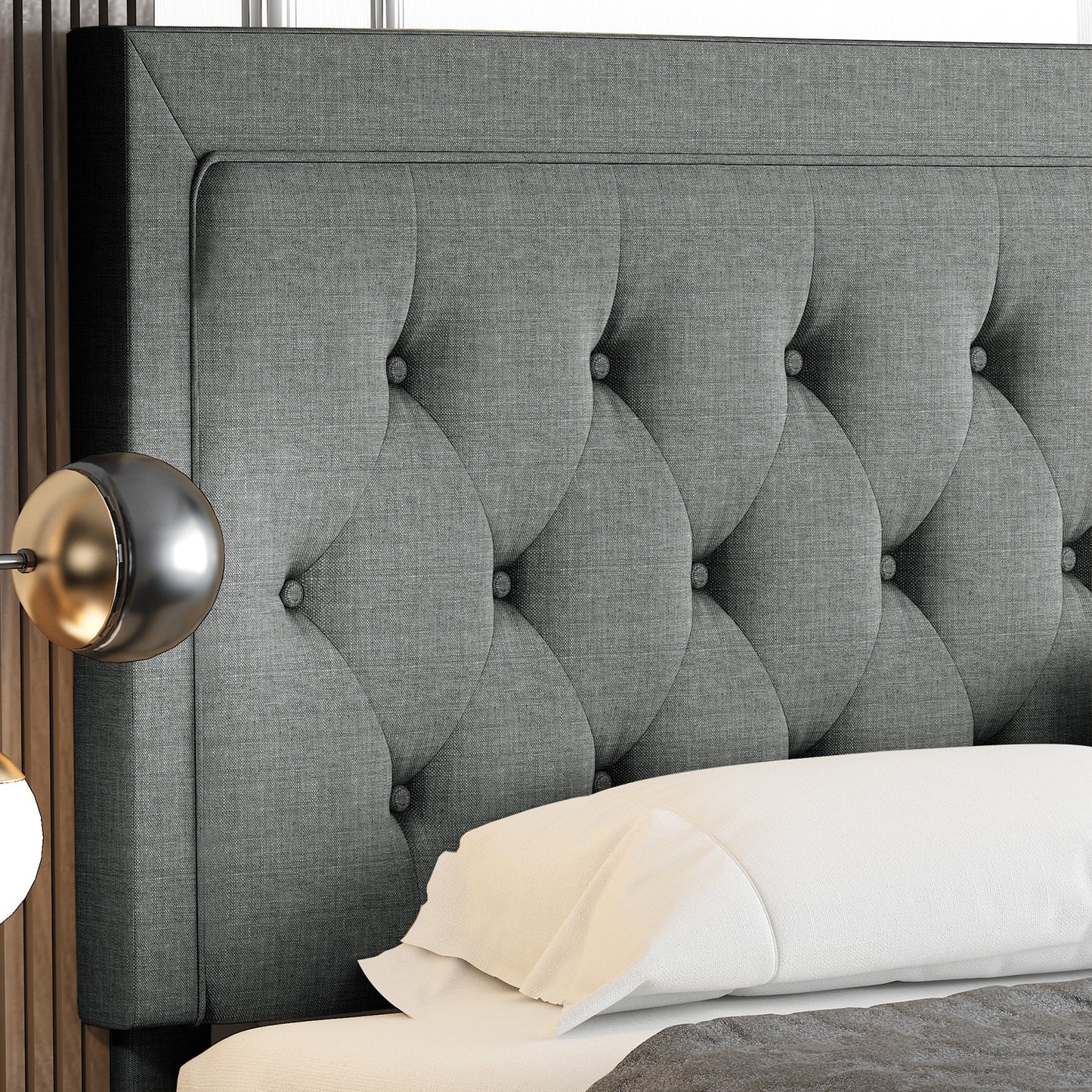 Allewie Bed Frame Upholstered Platform Bed with Adjustable Headboard