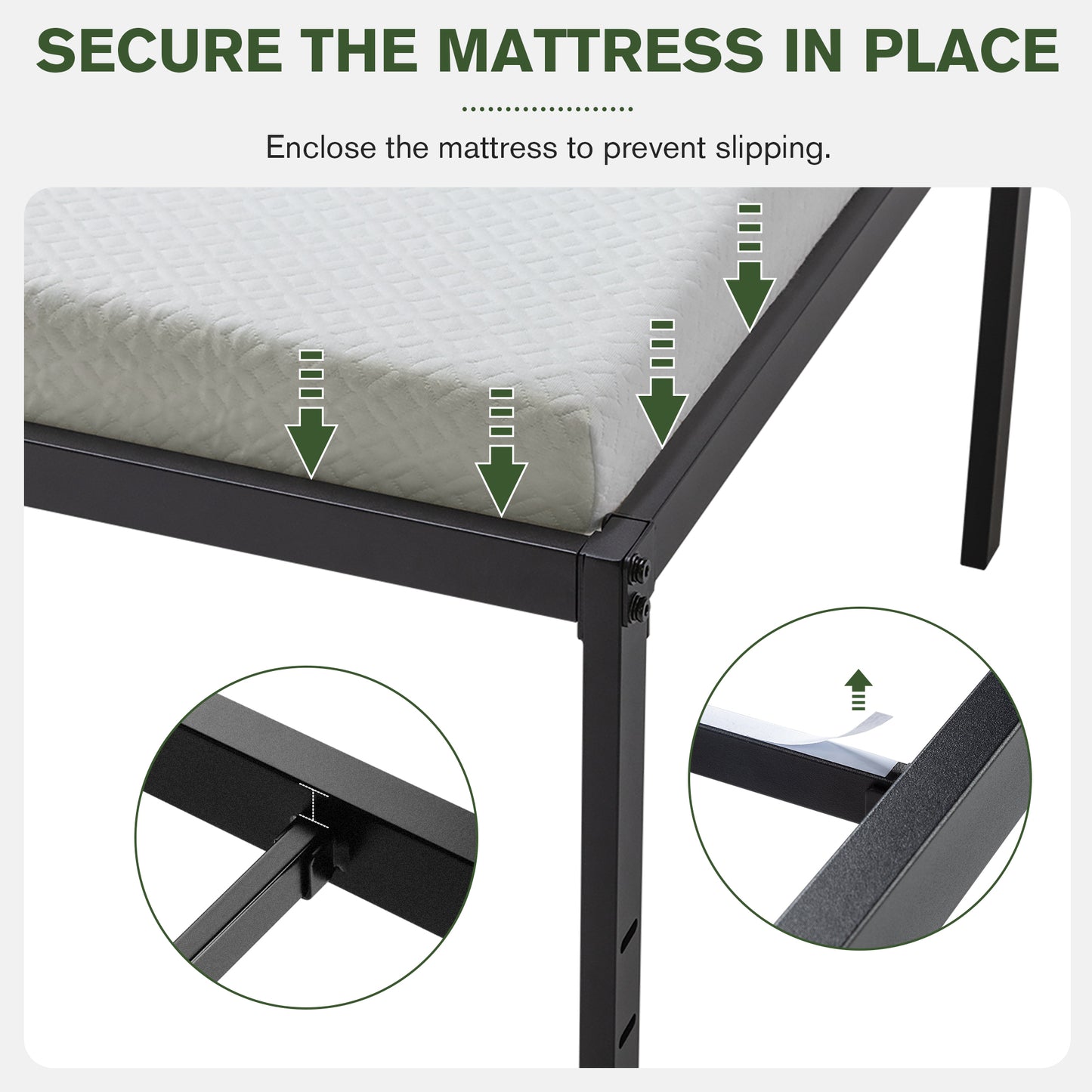 Allewie Heavy Duty Metal Platform Bed Frame with 16.5" Large Under Bed Storage Space, Noise-Free