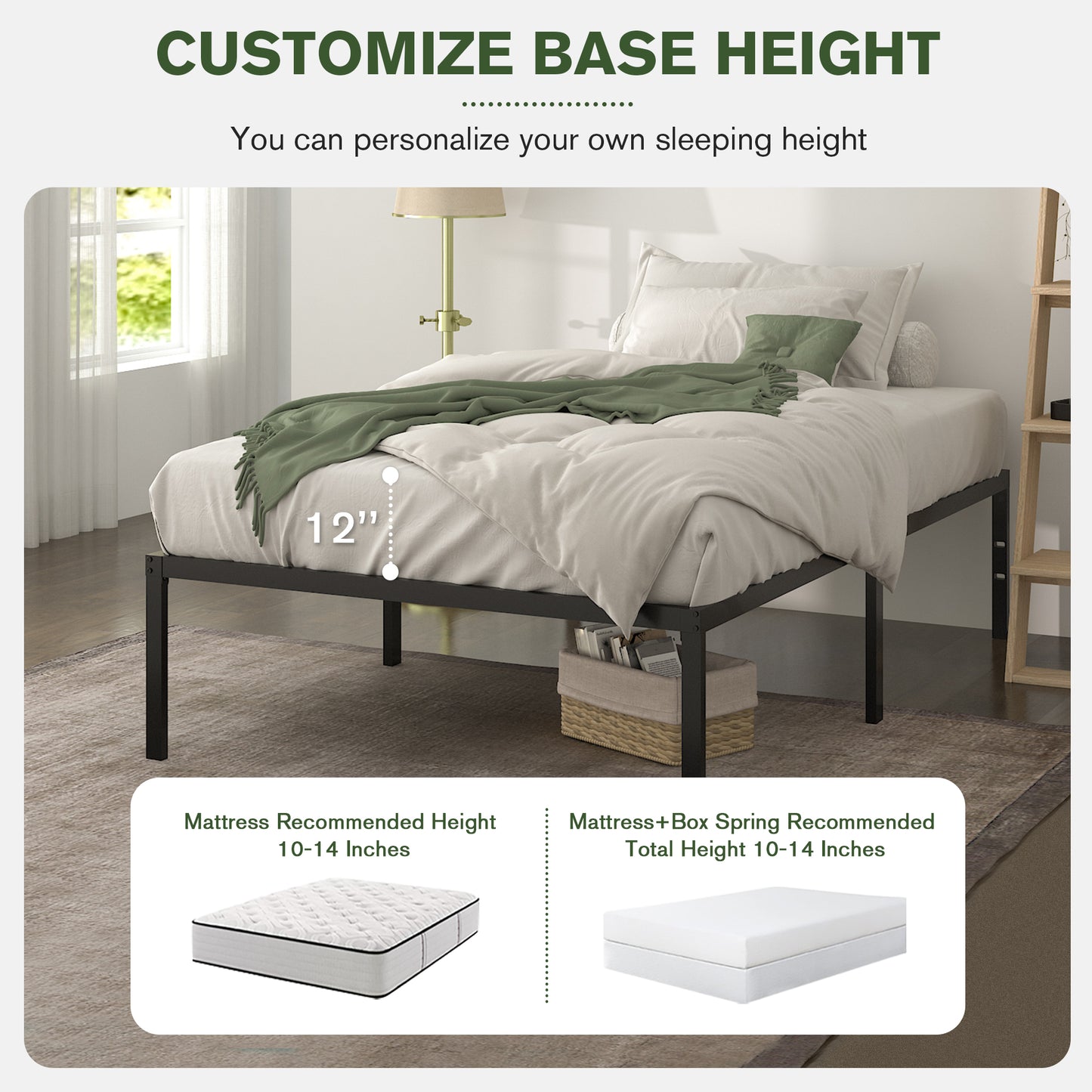 Allewie Heavy Duty Metal Platform Bed Frame with 16.5" Large Under Bed Storage Space, Noise-Free