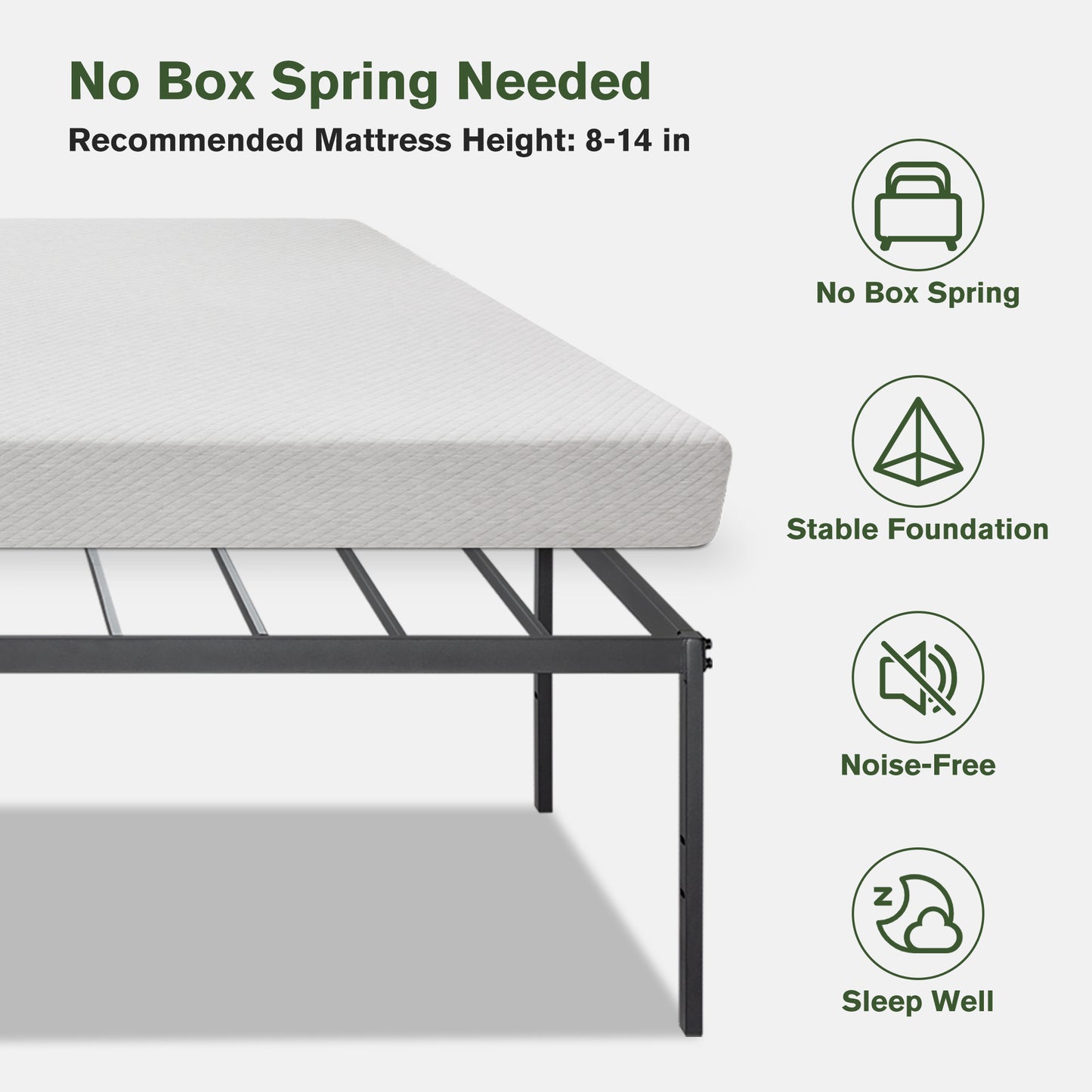 Allewie Heavy Duty Metal Platform Bed Frame with 16.5" Large Under Bed Storage Space, Noise-Free