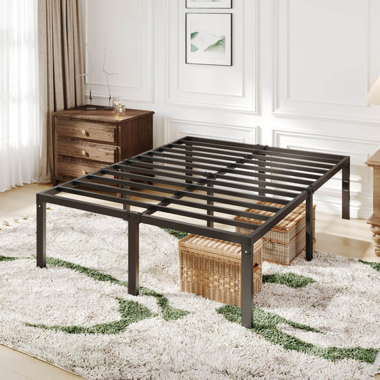 Allewie Heavy Duty Metal Platform Bed Frame with 16.5'' Large Under Bed Storage Space, Black