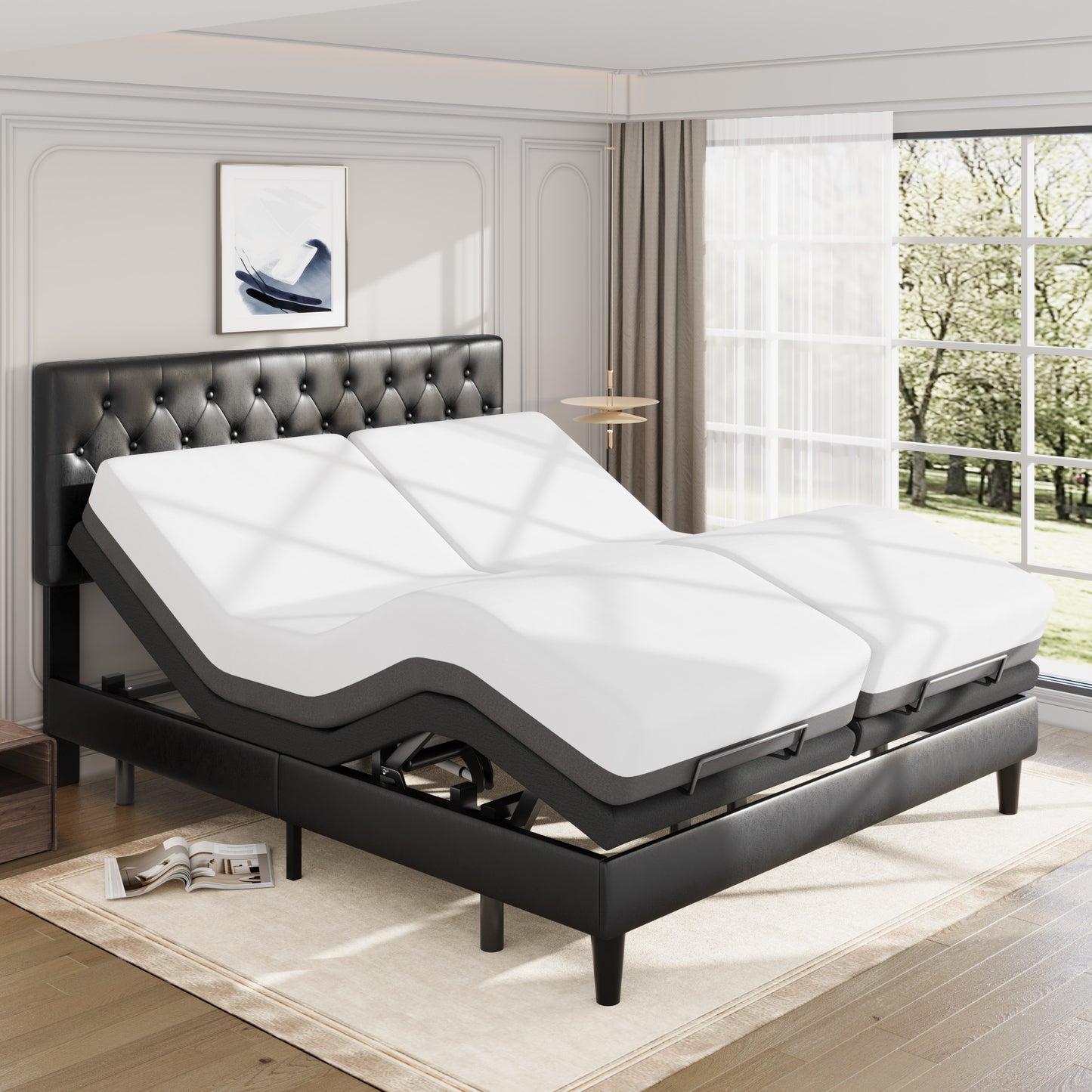 Allewie Adjustable Bed Base Frame with Motor 1.0, Ergonomic Head & Foot Incline, Wireless Remote Control, Zero-Gravity