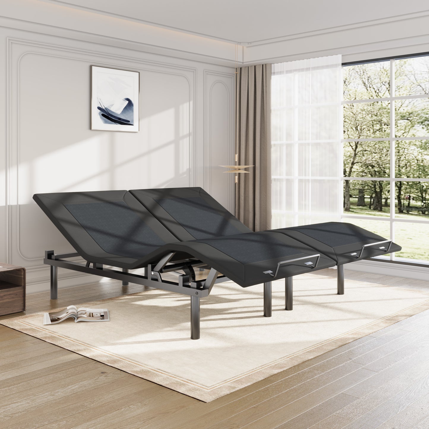 Allewie Adjustable Bed Base Frame with Motor 1.0, Ergonomic Head & Foot Incline, Wireless Remote Control, Zero-Gravity