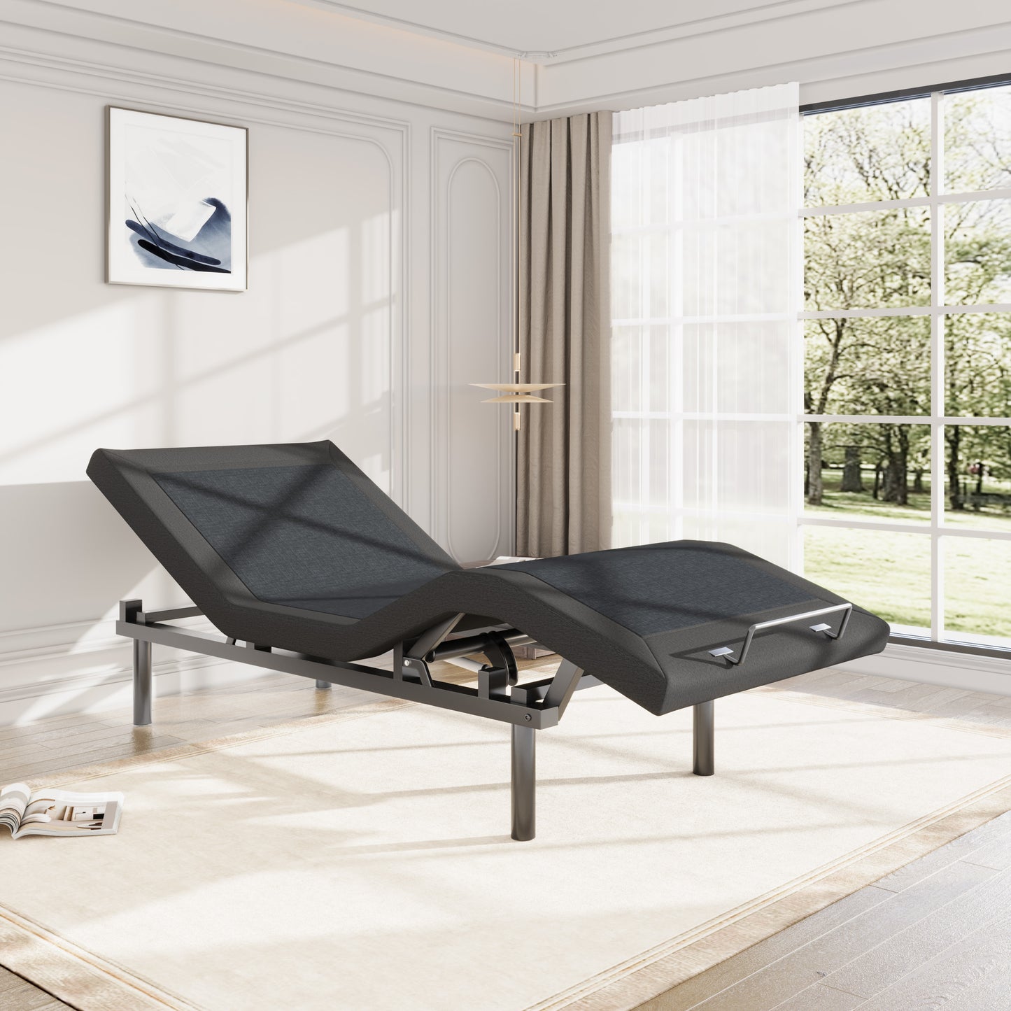 Allewie Adjustable Bed Base Frame with Motor 1.0, Ergonomic Head & Foot Incline, Wireless Remote Control, Zero-Gravity