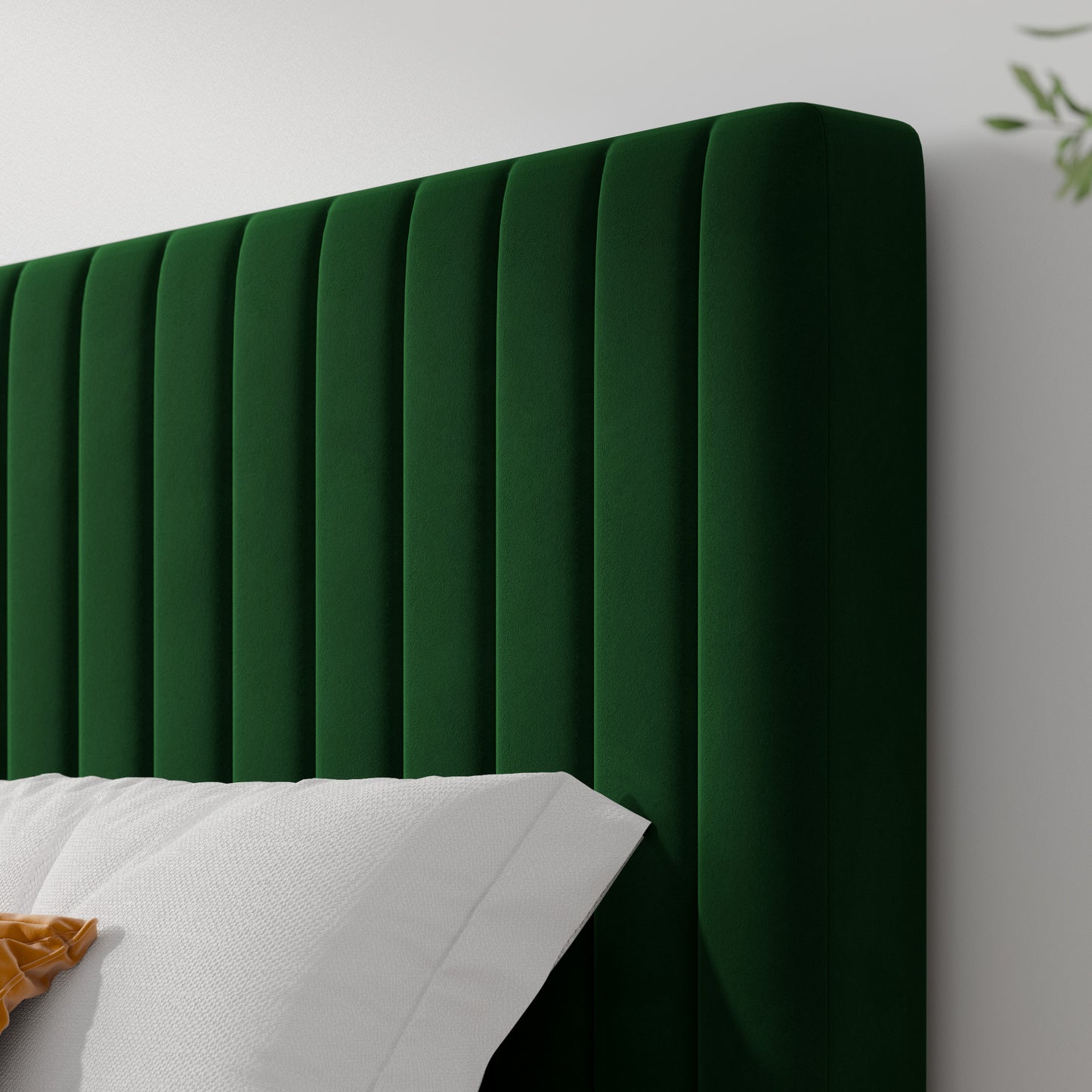 Allewie Velvet Upholstered Platform Bed Frame with Adjustable Vertical Channel Tufted Headboard