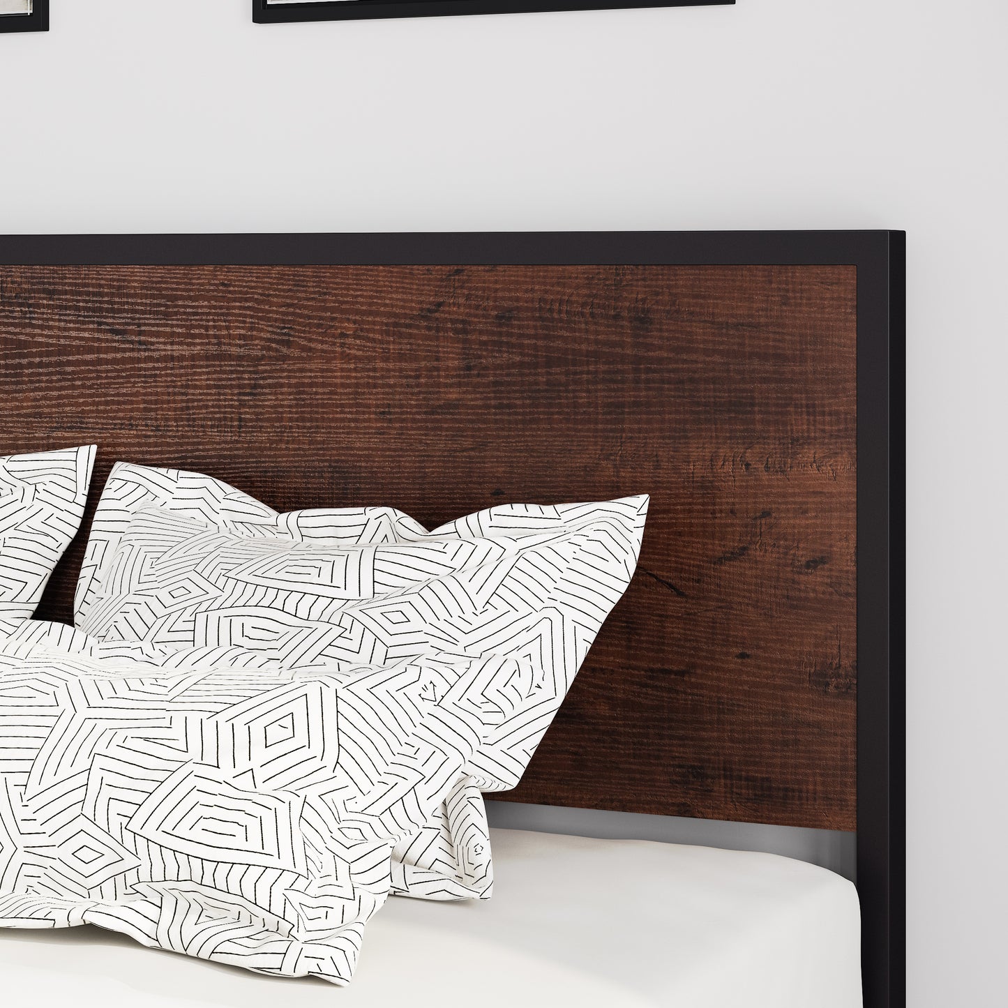 Allewie Heavy Duty Bed Frame with Sanders Headboard, Engineered Wood, 12'' Under Bed Storage
