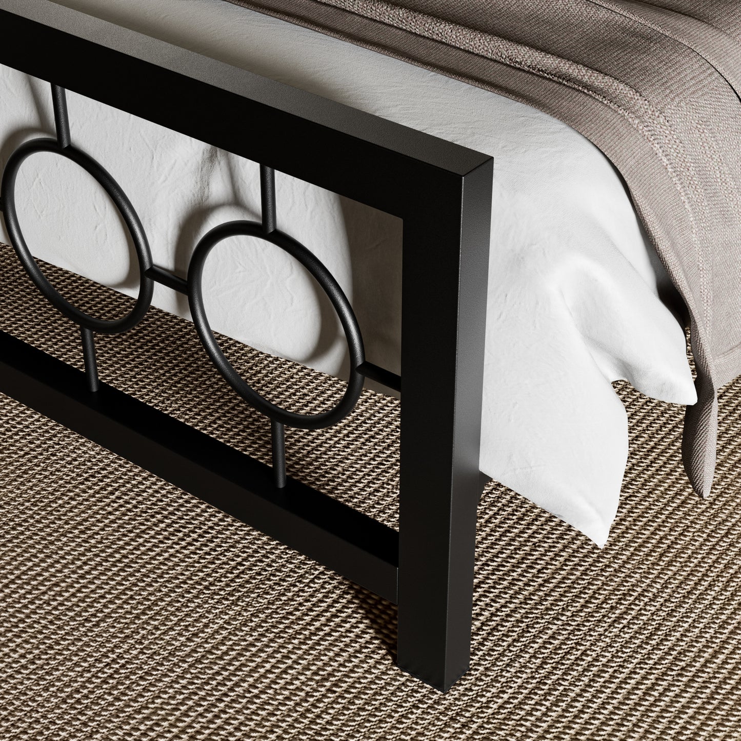 Allewie Metal Platform Bed Frame with Modern and Vintage Style Headboard