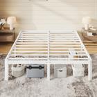 Allewie 14" Heavy Duty Metal Platform Bed Frame, Round Legs, 3500lb | Rounded corner legs, scratch-proof feet, noise free. No box spring needed. 12 inch under-bed storage, easy assembly.