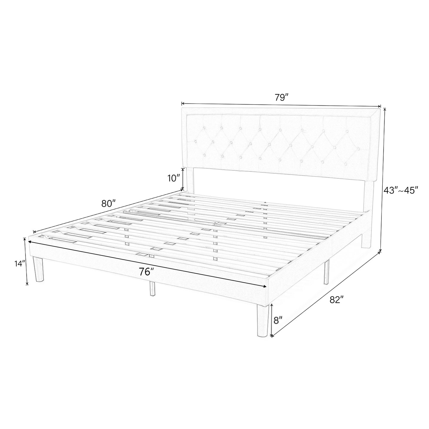 Allewie Bed Frame Upholstered Platform Bed with Adjustable Headboard