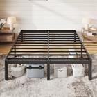 Allewie 14" Heavy Duty Metal Platform Bed Frame, Round Legs, 3500lb | Rounded corner legs, scratch-proof feet, noise free. No box spring needed. 12 inch under-bed storage, easy assembly.