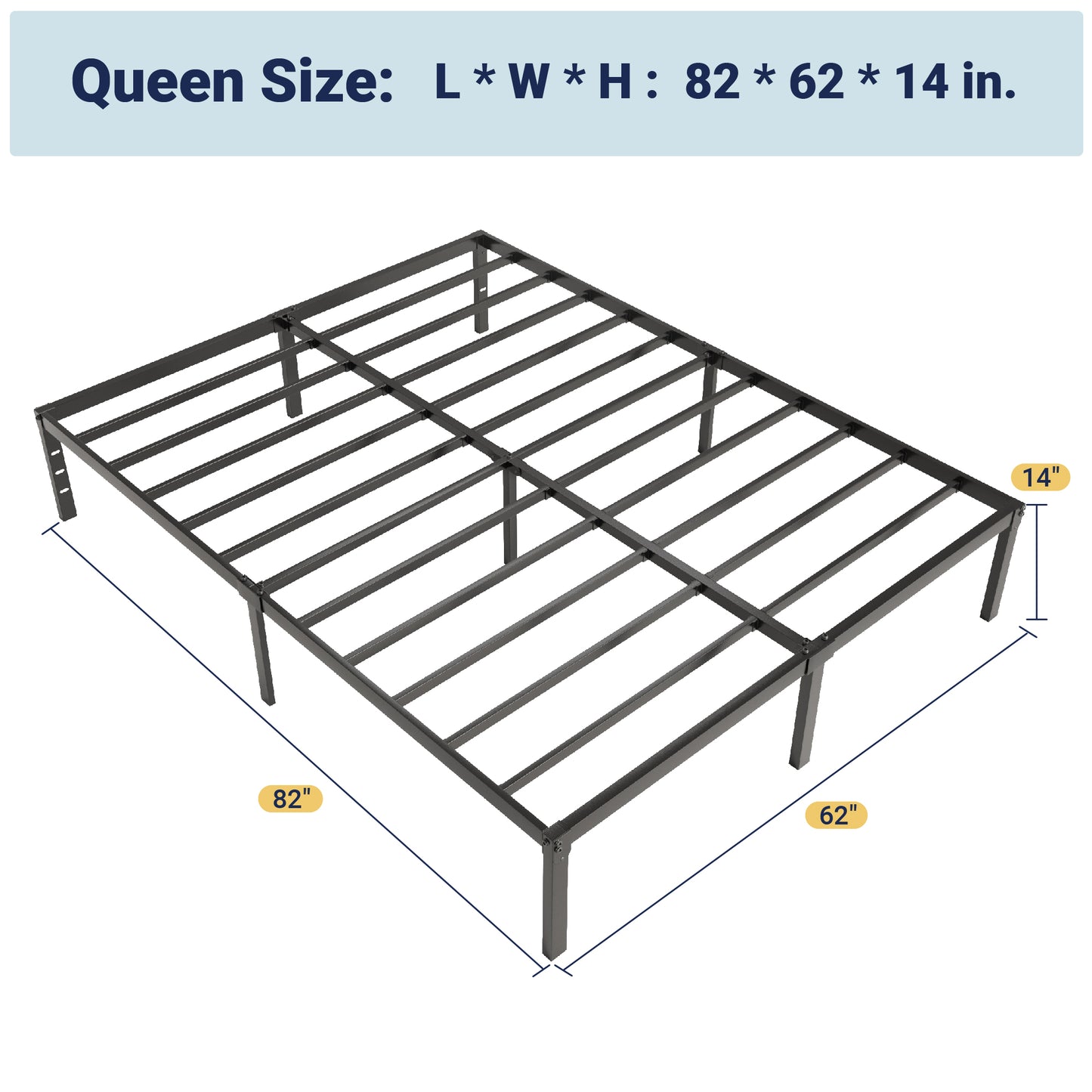 Allewie Bed Frame, 14 inch Metal Platform Beds with Storage Space, No Box Spring Needed and Easy Assembly