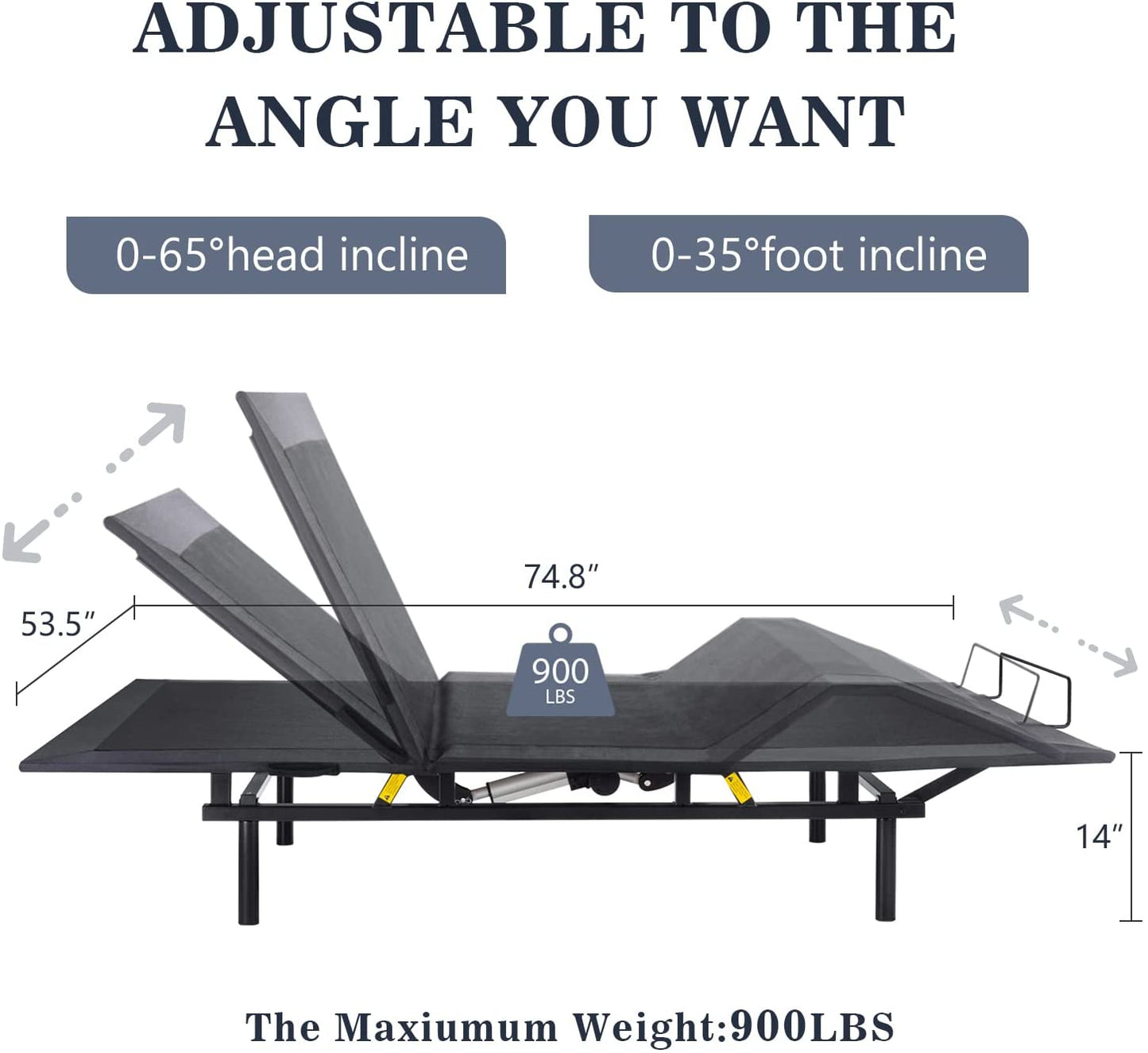 Allewie Full Adjustable Bed Base Frame with New Generation Motor, Wireless Remote, Basic