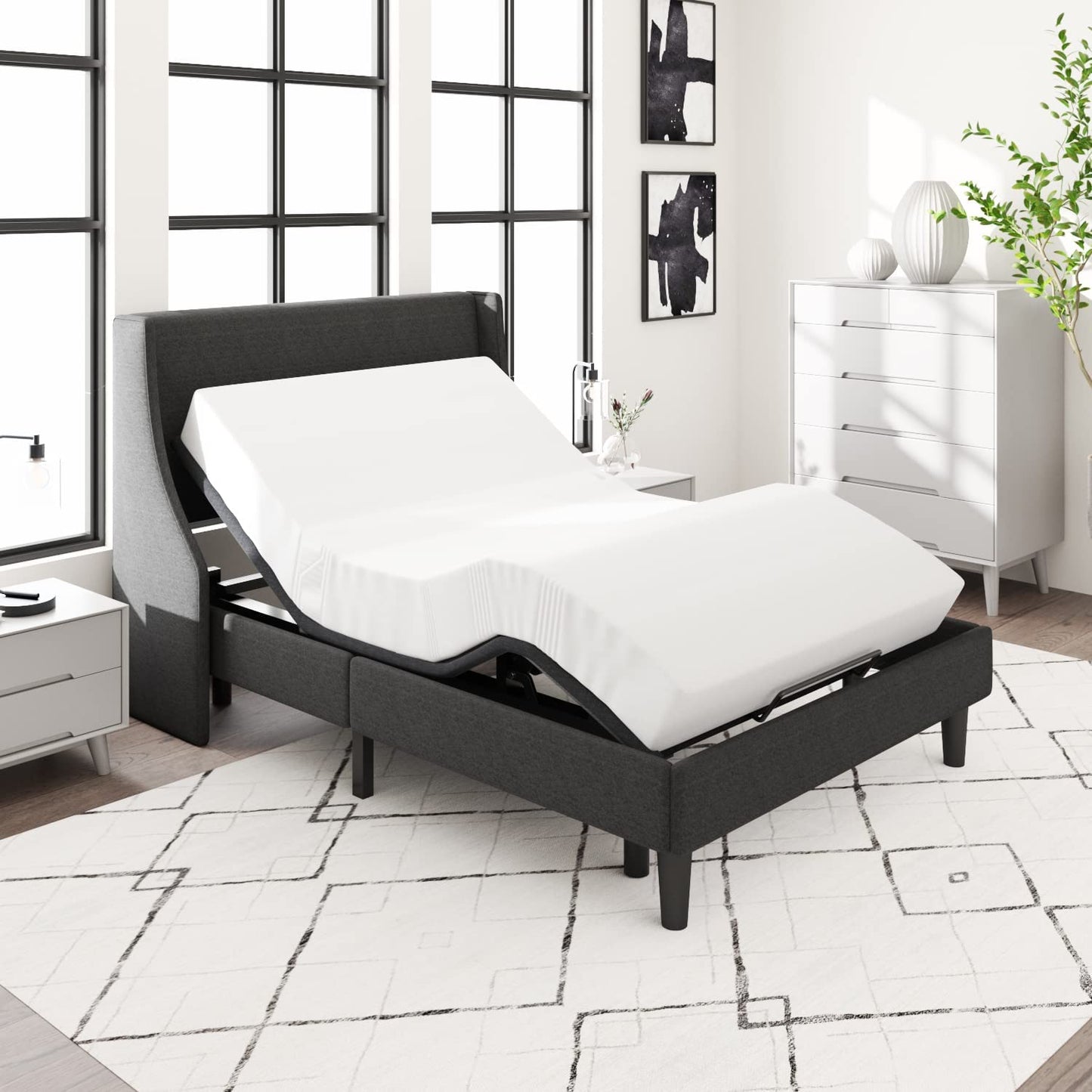 Allewie Full Adjustable Bed Base Frame with New Generation Motor, Wireless Remote, Basic