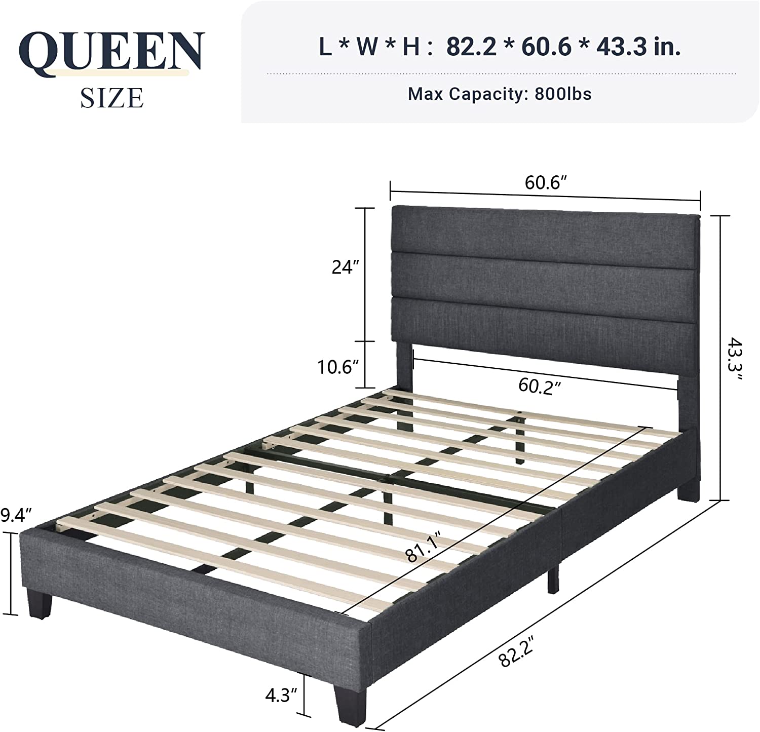 Allewie Queensize metalen bedframe met gebogen gestoffeerd hoofdeinde en voetenplank, platformbedframe met opbergruimte onder het bed, geen boxspring nodig, vintage, beige Allewie Queensize metalen bedframe met gebogen gestoffeerd hoofdeinde en voetenplank, platformbedframe met opbergruimte onder het bed, geen boxspring nodig, vintage, beige